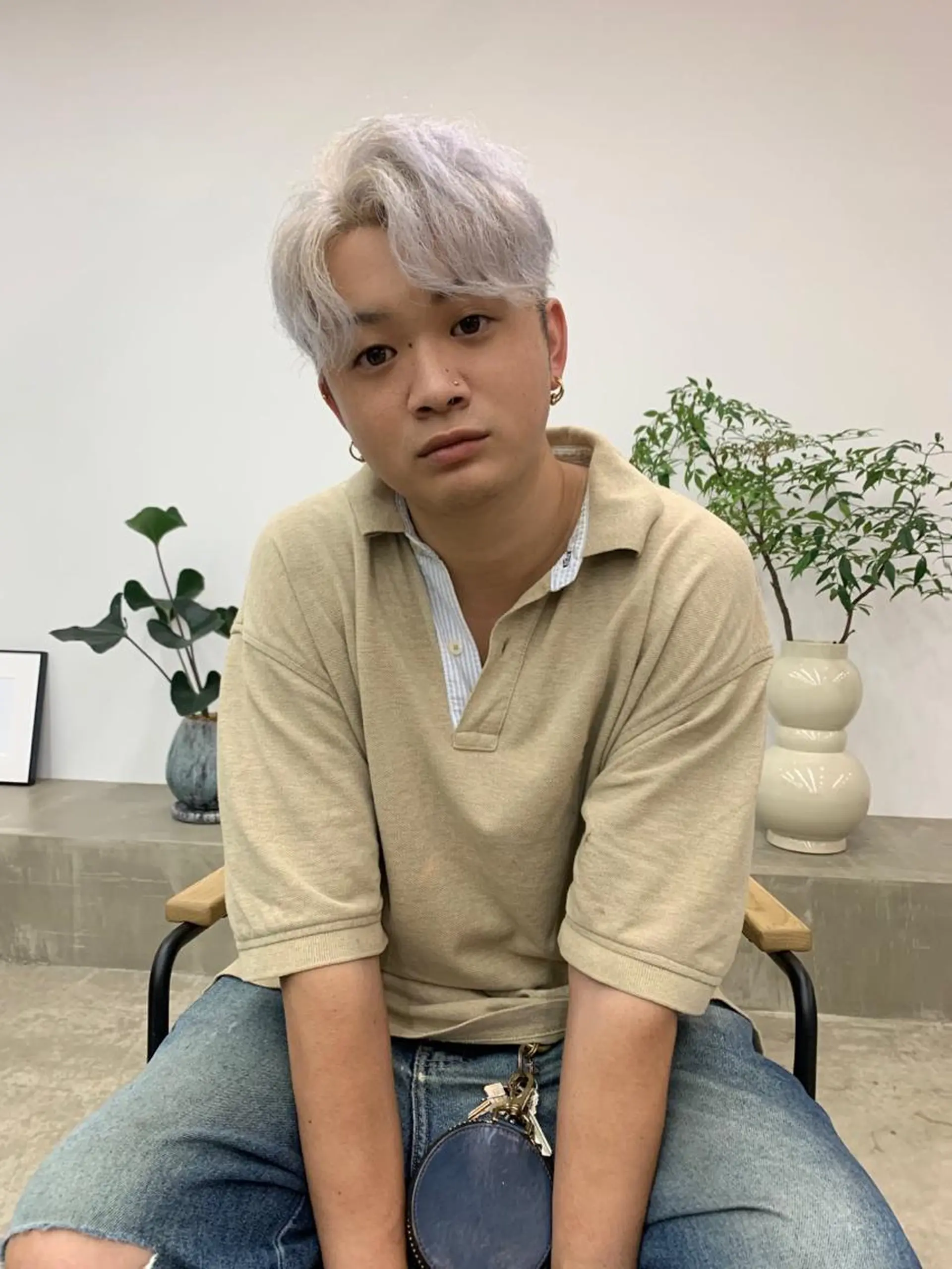 ショート カラー メンズ ブロンド ホワイトブロンド YU KIのヘアスタイル