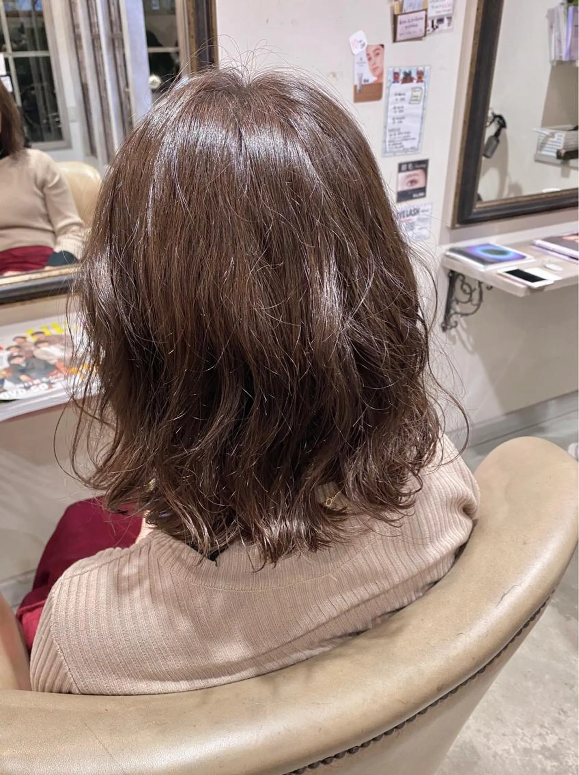 ミディアム カラー パーマ ミディアムパーマ 透明感カラー グレージュ イルミナカラー ボブ #艶髪・髪質改善 有田怜平のヘアスタイル