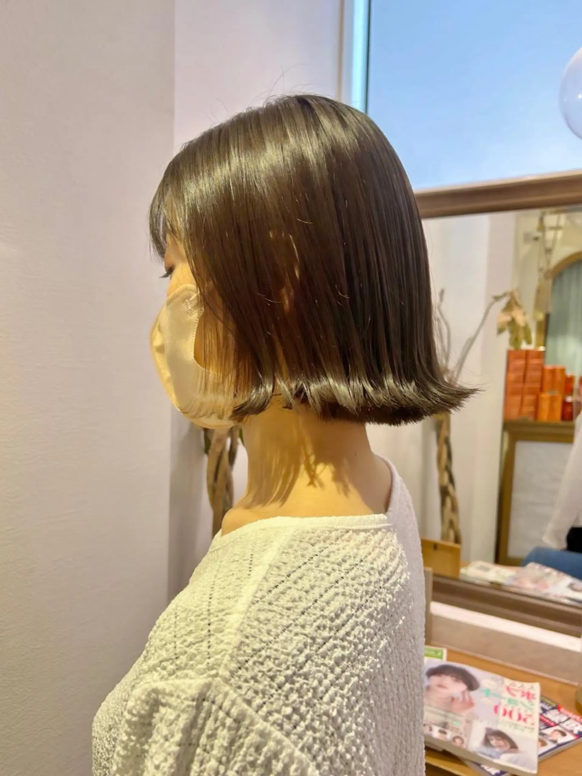 ショート カラー ヘアアレンジ ワンレンボブ ショートボブ アッシュ バレイヤージュ ベージュカラー 髪質改善【縮毛矯正】 美髪ボブを量産する人のヘアスタイル