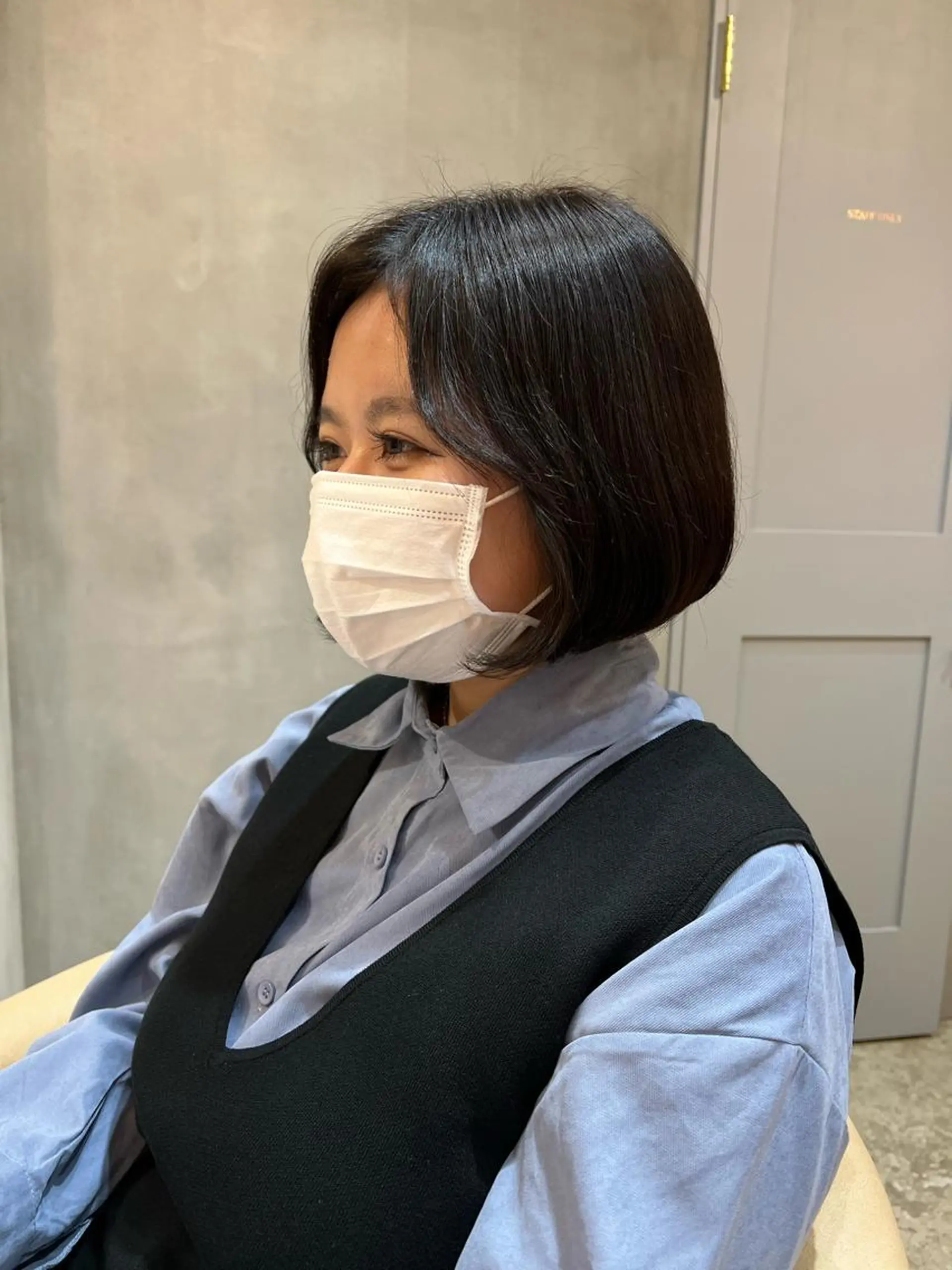 ミディアム パーマ ボブ/巻ける縮毛矯正 /韓国レイヤーはなのヘアスタイル