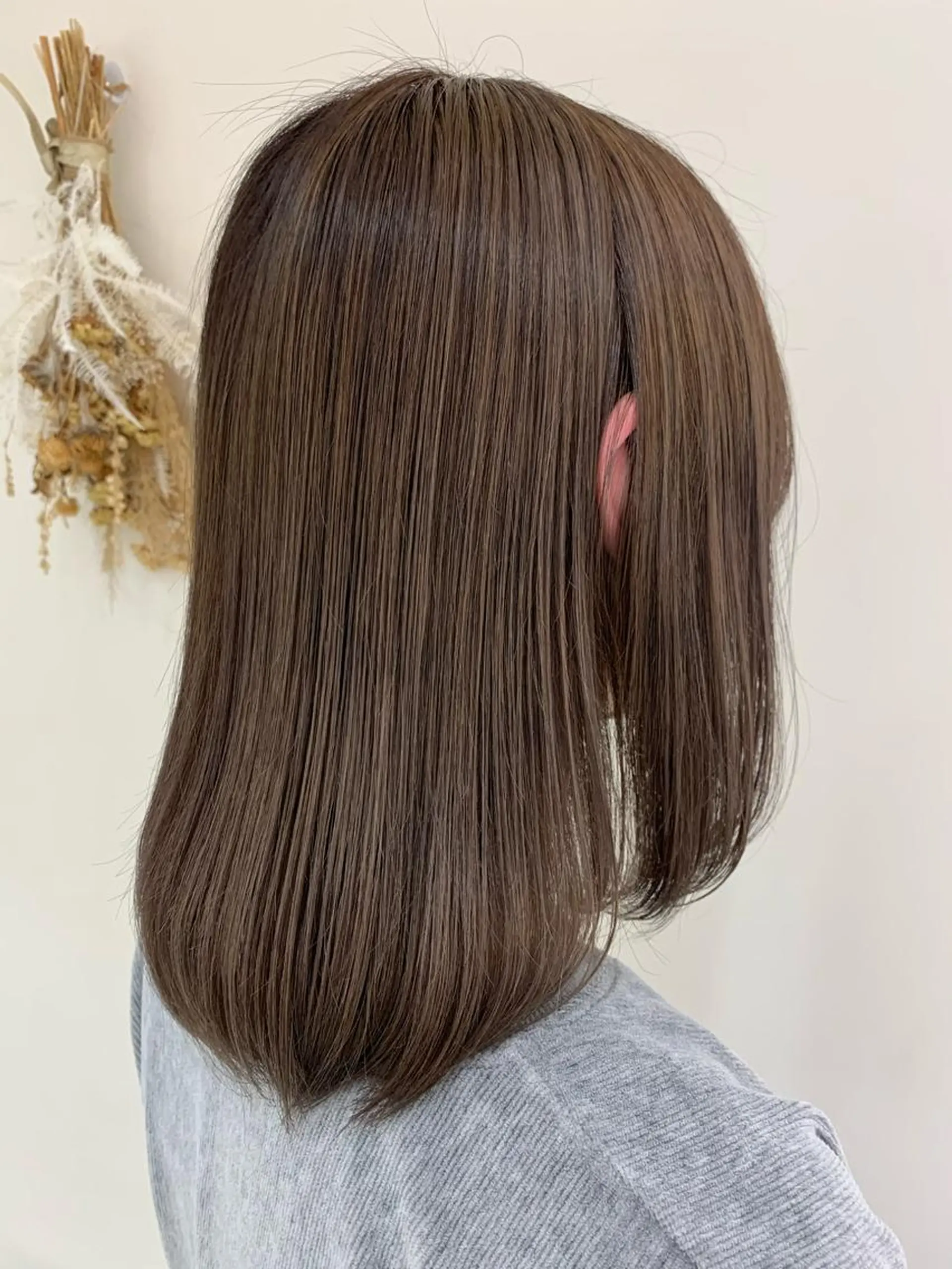 ミディアム カラー ブリーチ グレージュ カット ヘアカラー トリートメント 🌹似合わせカラー/ 酸性縮毛🌹野本麗奈のヘアスタイル