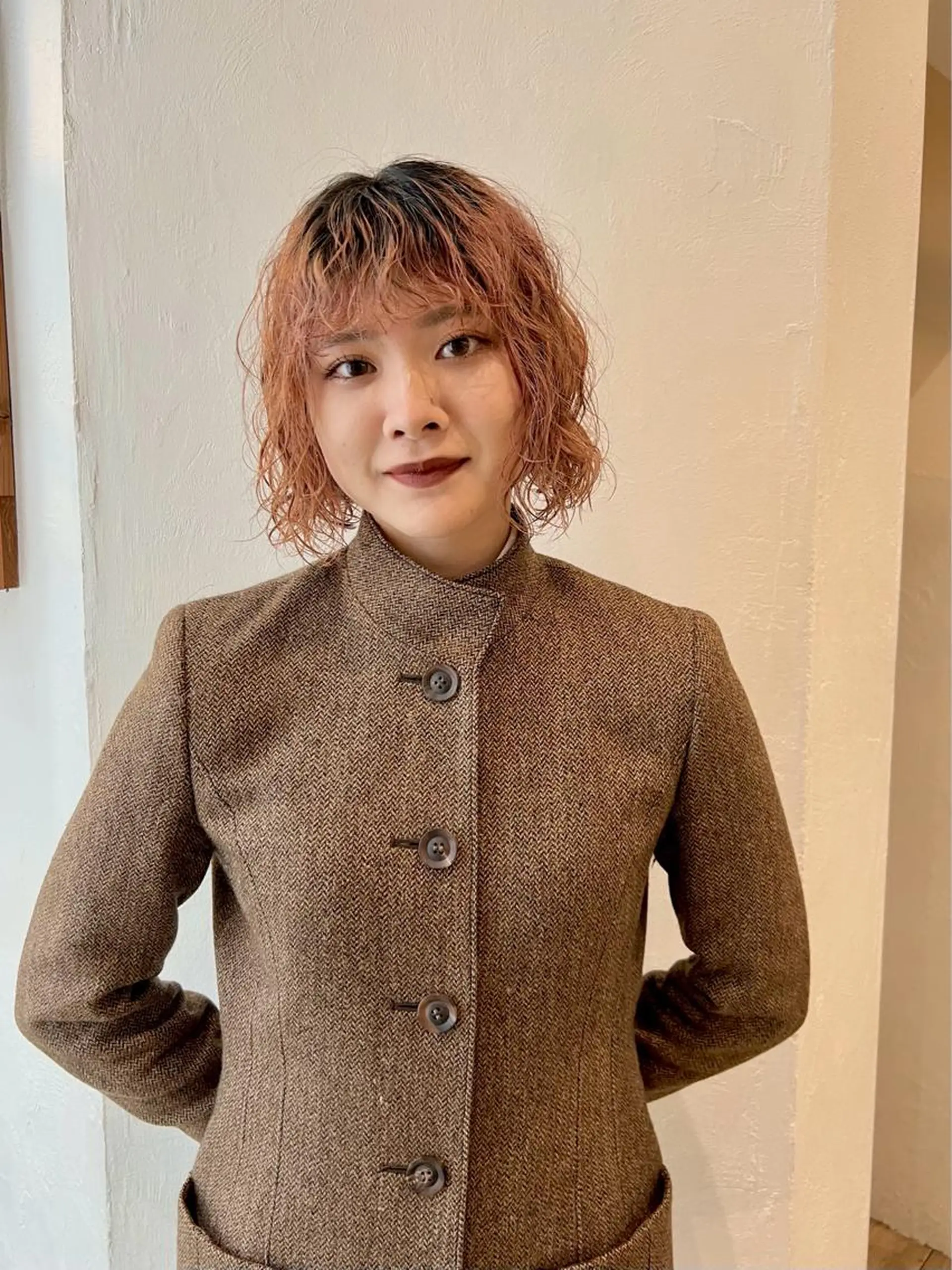 ミディアム パーマ ミディアムパーマ カット パーマ トリートメント 店長　ショート& パーマ　坂本のヘアスタイル