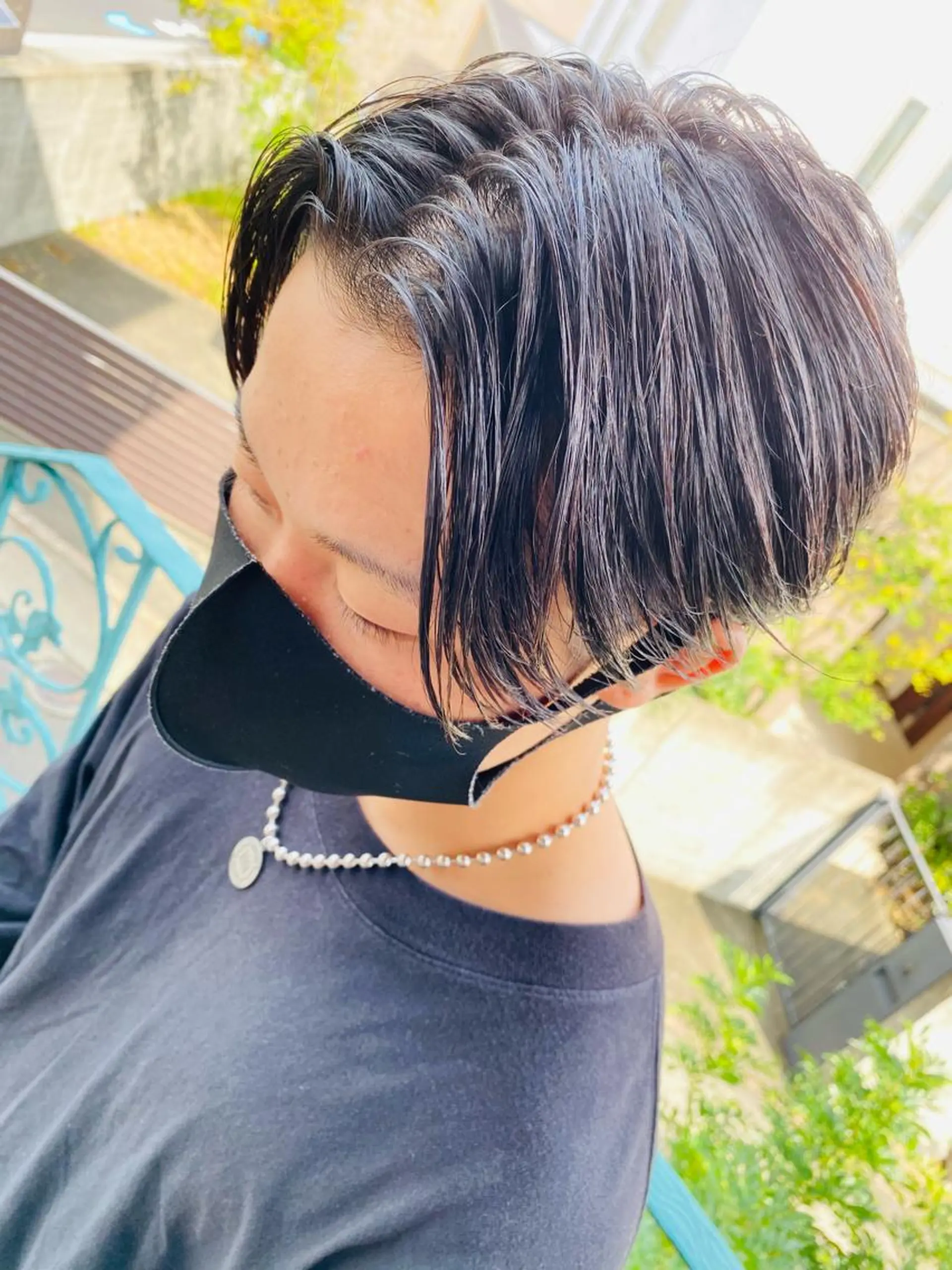 メンズ センターパート カット 縮毛矯正 Emitas.柳通り店所属・山﨑 大暉/ダブルカラー✨のヘアスタイル
