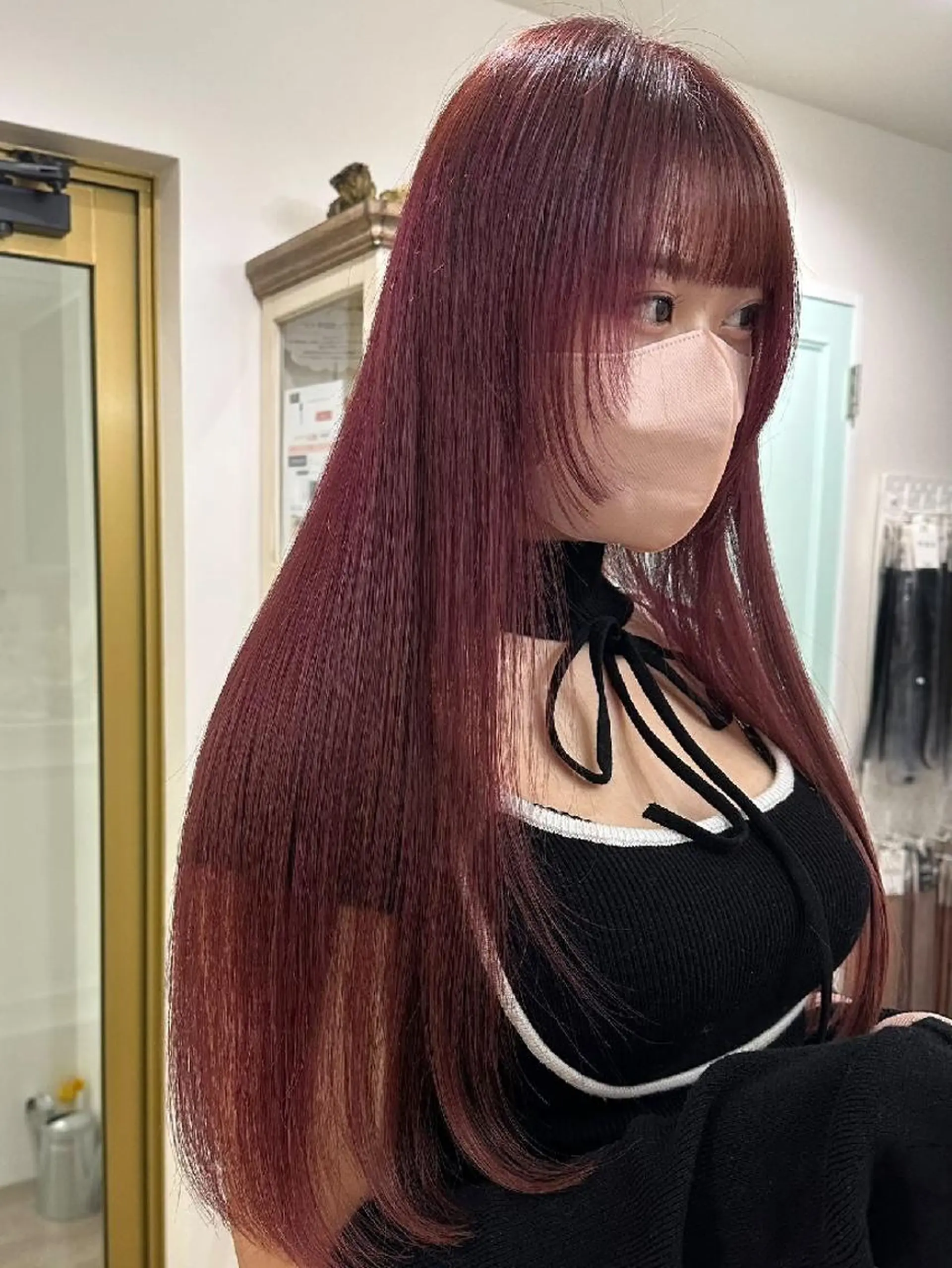 ロング カラー カシス レッドカラー ORIKA 美容室のヘアスタイル