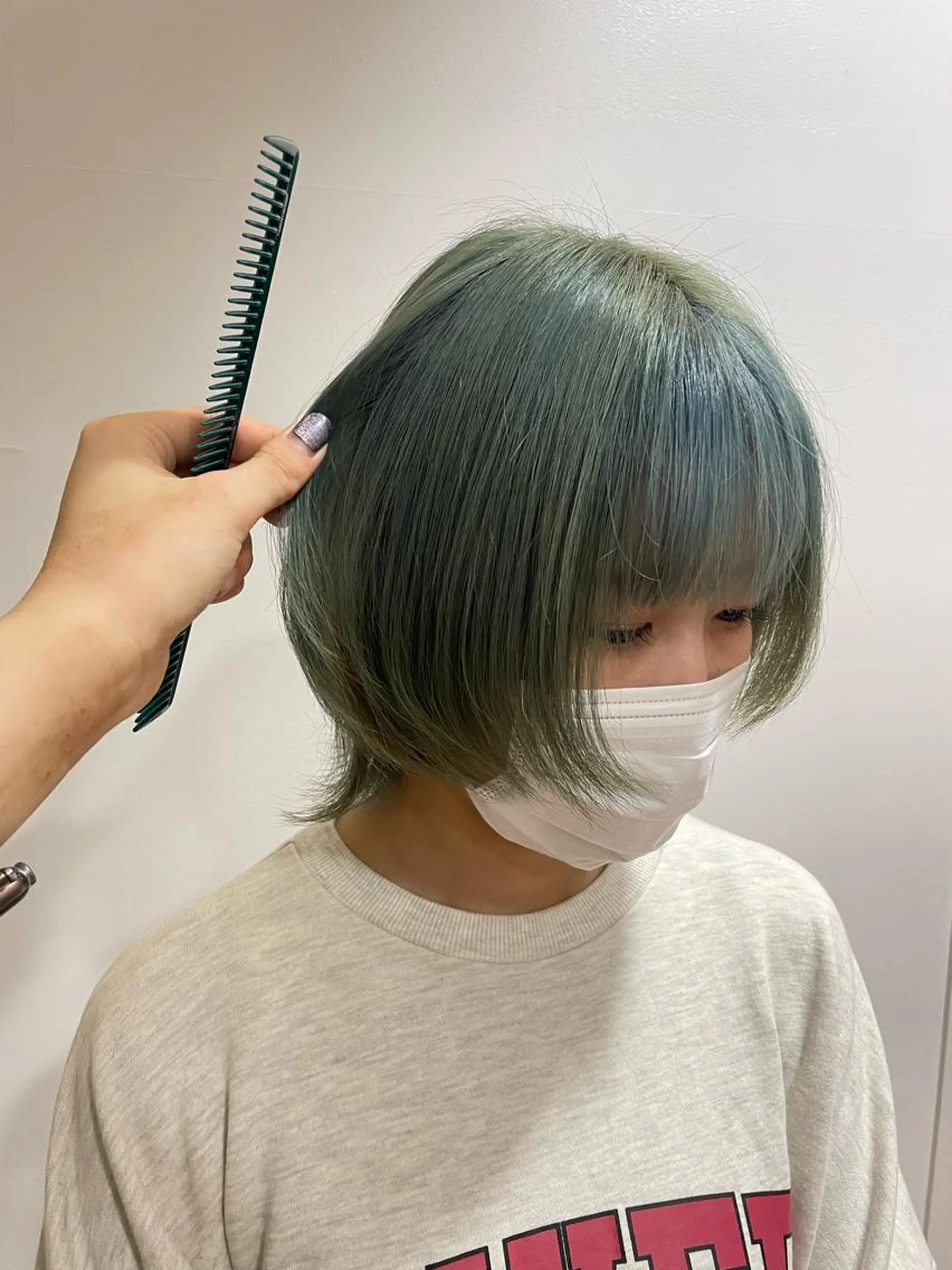 ショート 水色/ペールカラー/ レイヤー💫mayuのヘアスタイル