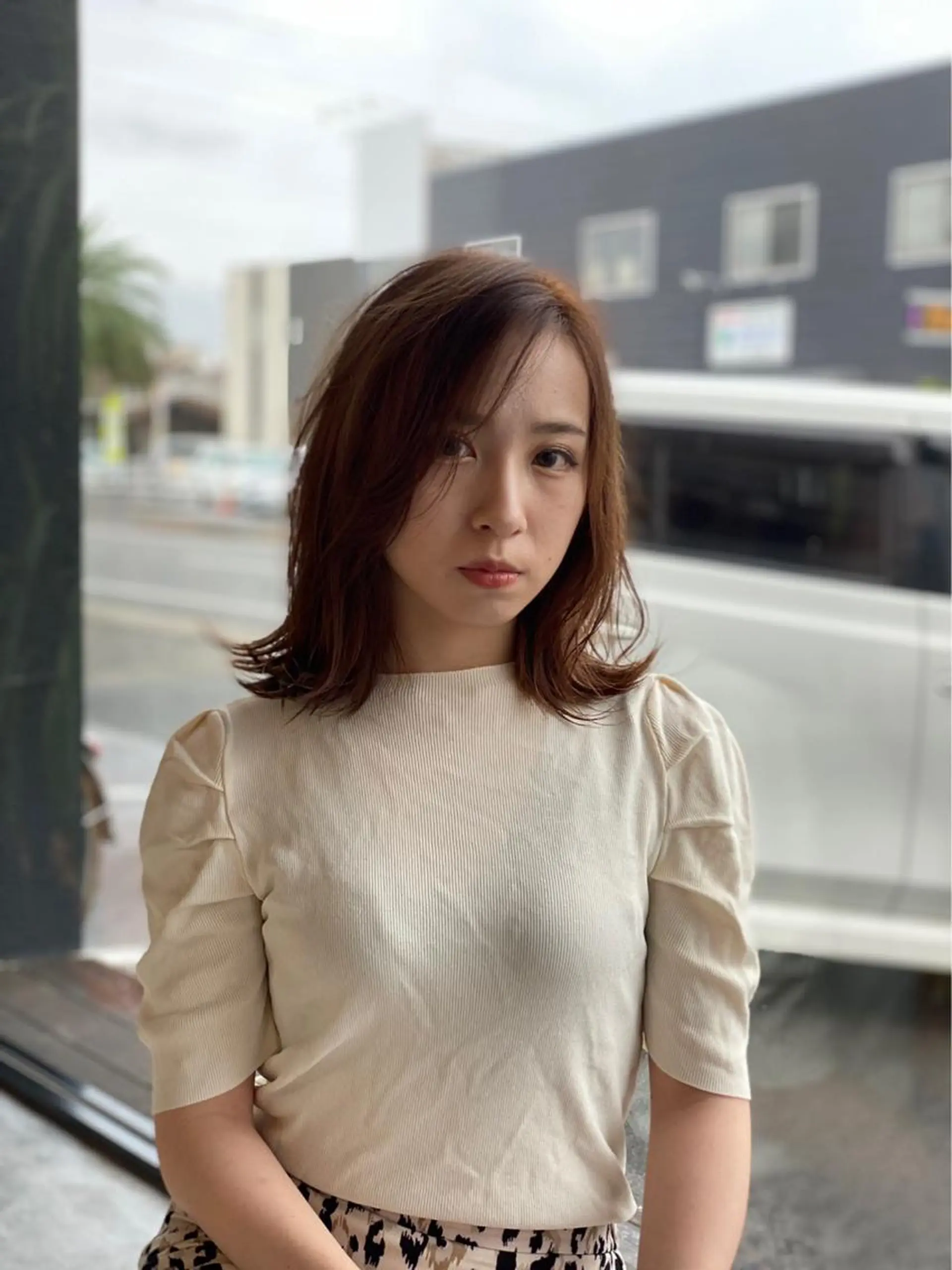 ミディアム アッシュ ヘアカラー トリートメント geep Ryoyaのヘアスタイル