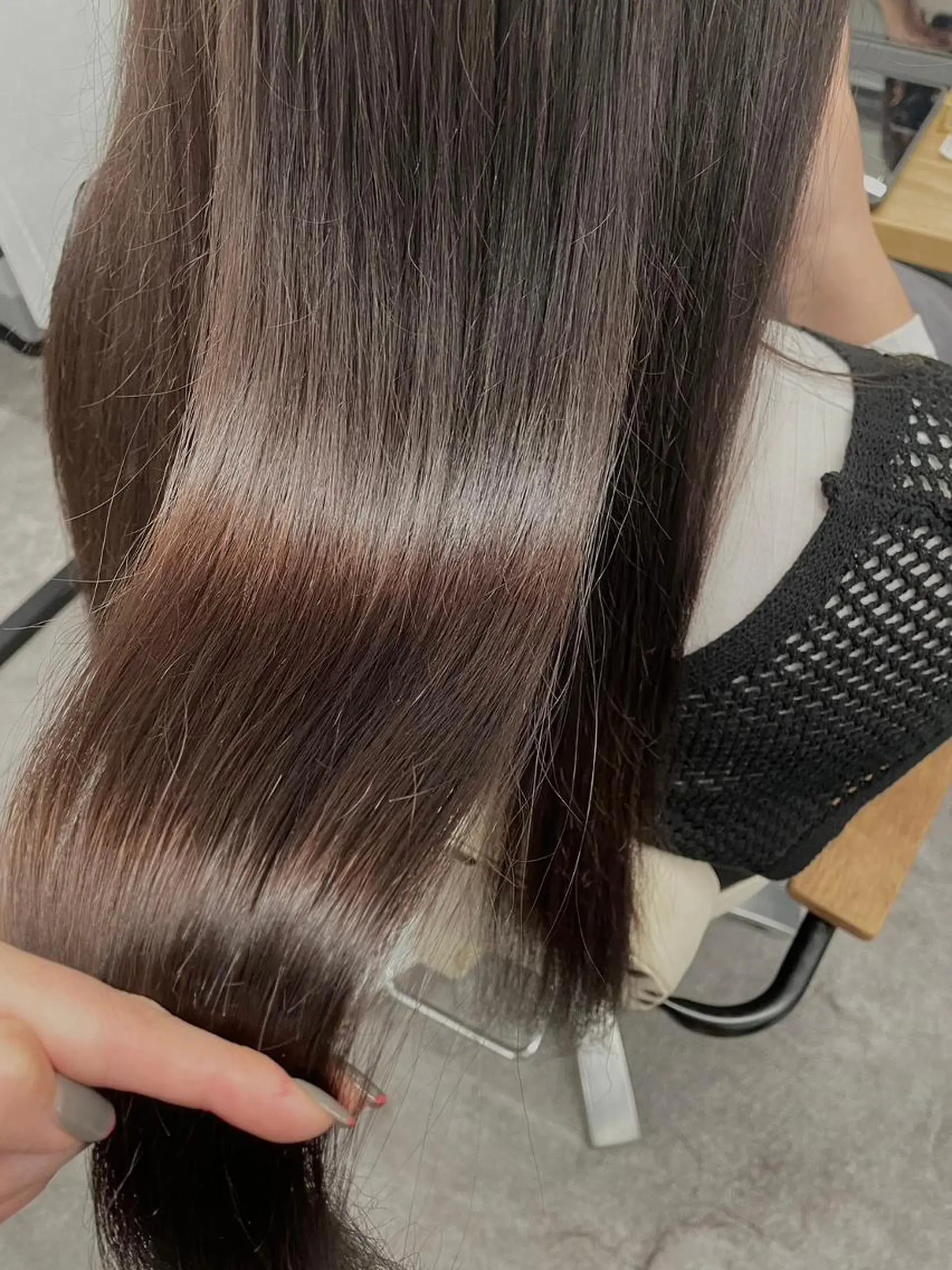 ロング カラー アディクシーカラー アッシュ バレイヤージュ ミストバング ブリーチ N° aria 三軒茶屋のヘアスタイル
