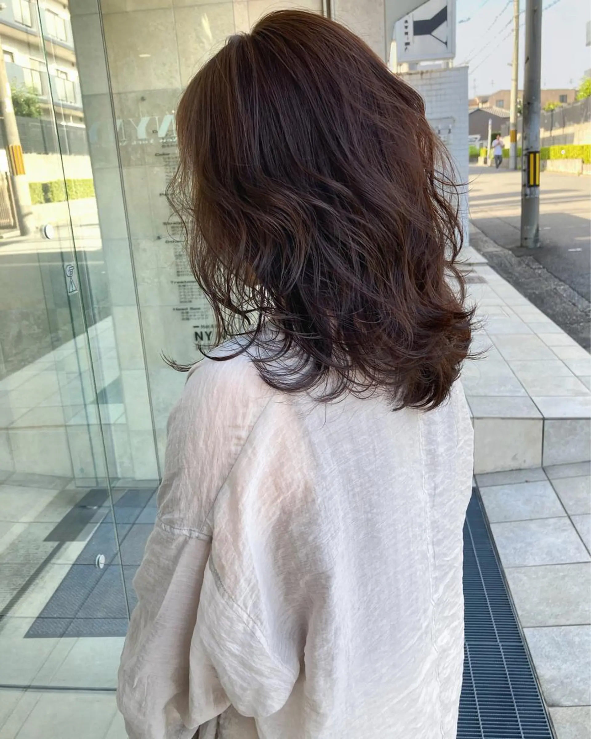 ミディアム カラー 透明感カラー グレージュ 田中 あかねのヘアスタイル