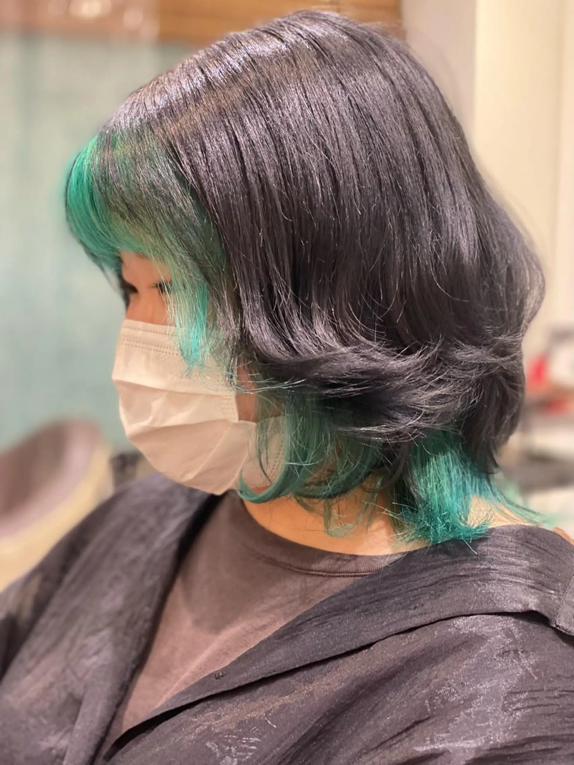 ミディアム カラー ミストバング  フェイスフレーミング ヘアカラー 💎大人ハイライト 💎上杉一也💎のヘアスタイル
