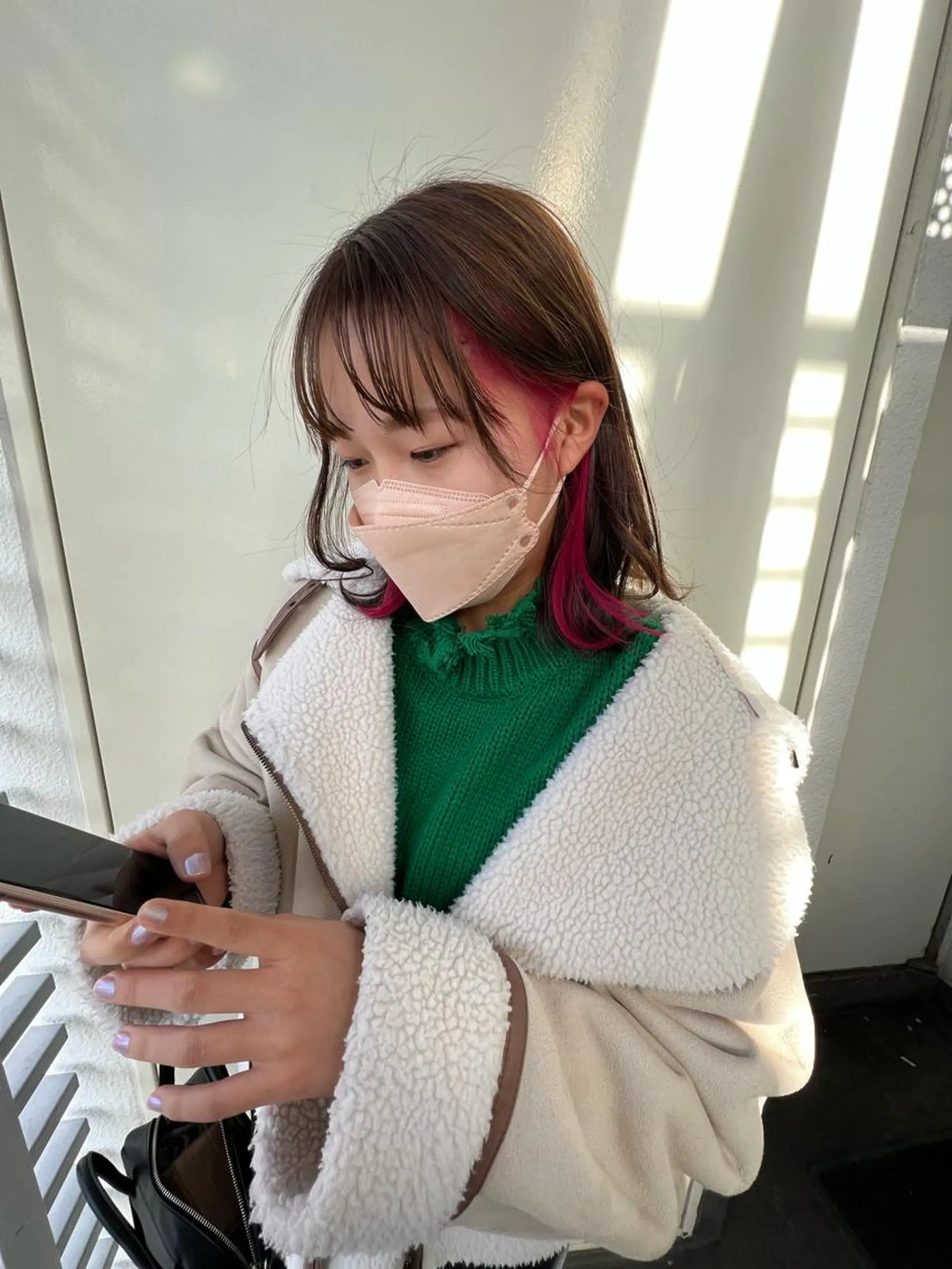 ミディアム カラー ヘアカラー 韓国🇰🇷レイヤー おくれ毛/顔まわりのヘアスタイル