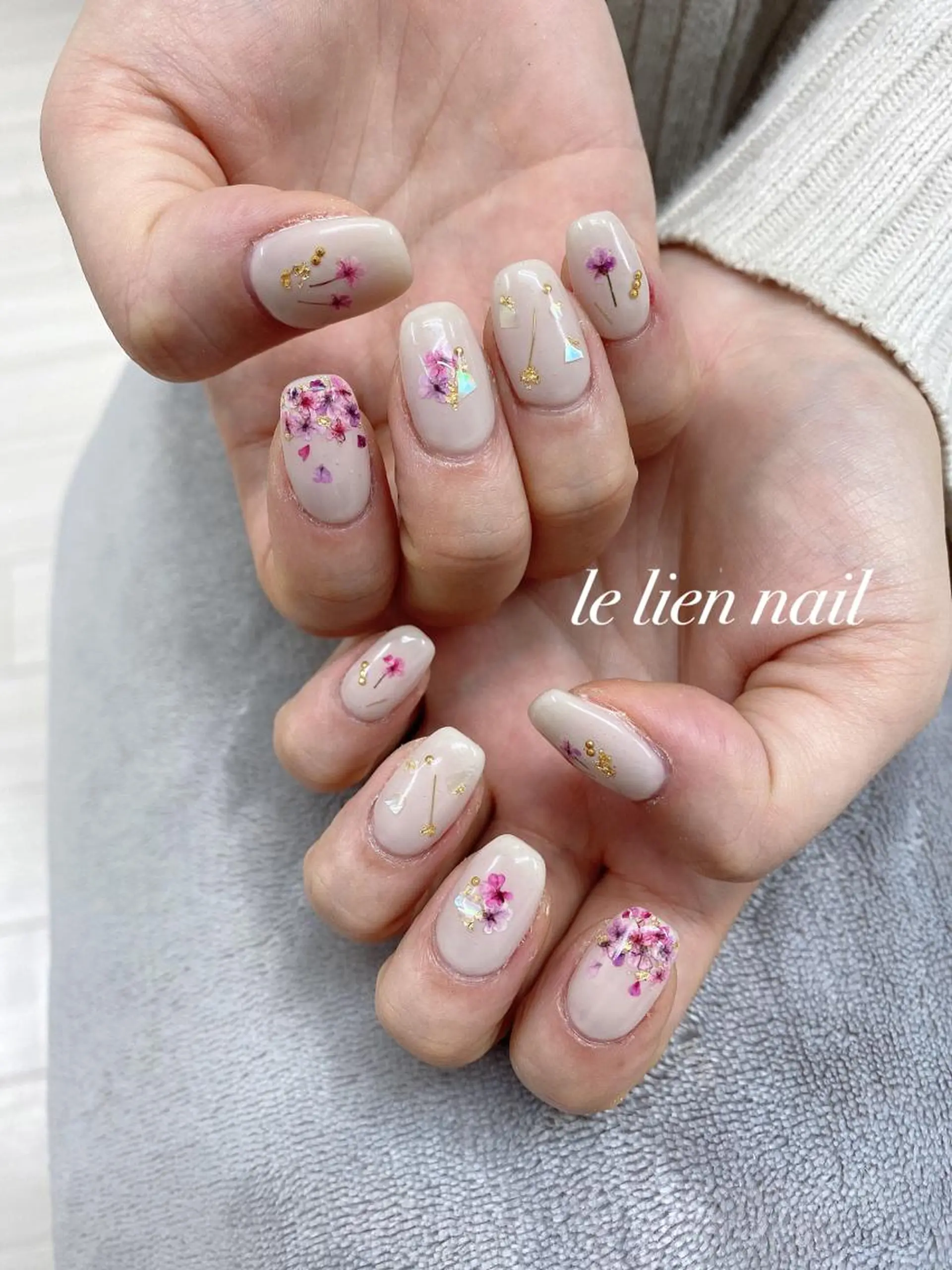 ネイル フラワーネイル 春ネイル ハンドネイル le lien nailのネイルデザイン