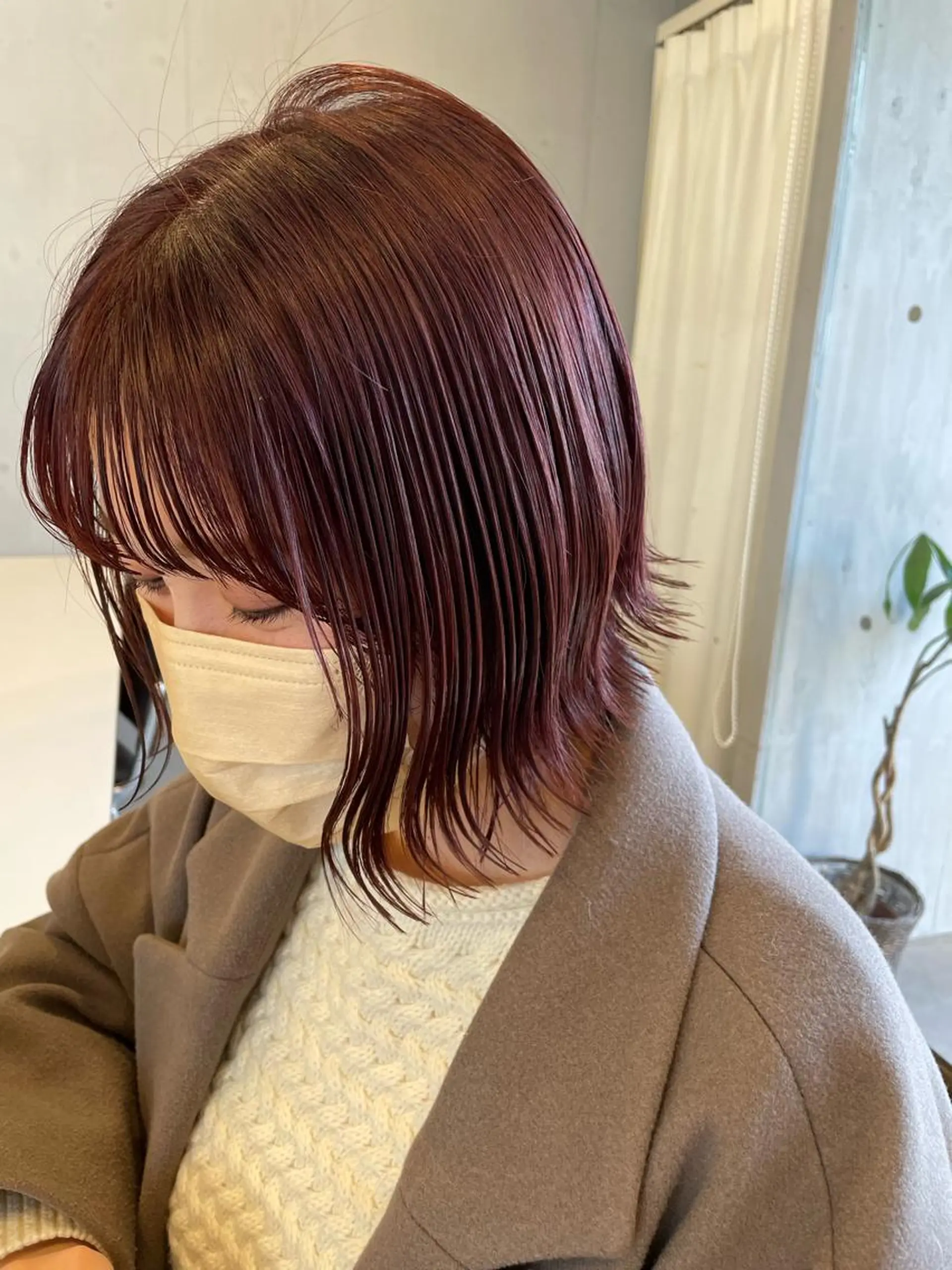 ミディアム カラー ブリーチ ラベンダーカラー ブリーチなしカラー ピンクカラー ピンクラベンダー カット ヘアカラー カノエ 乃木店のヘアスタイル