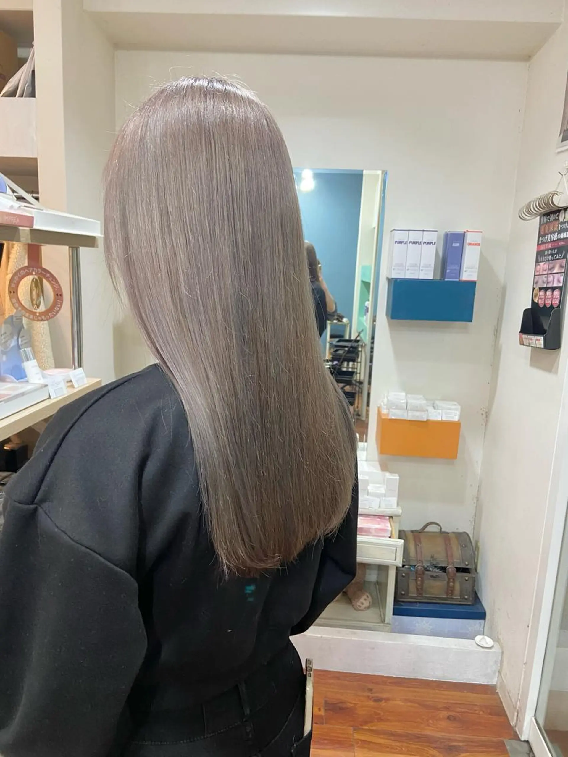 ロング カラー グレージュ カット ヘアカラー トリートメント 伏見稲荷/髪質改善/ ブリーチ/西川奈穂のヘアスタイル
