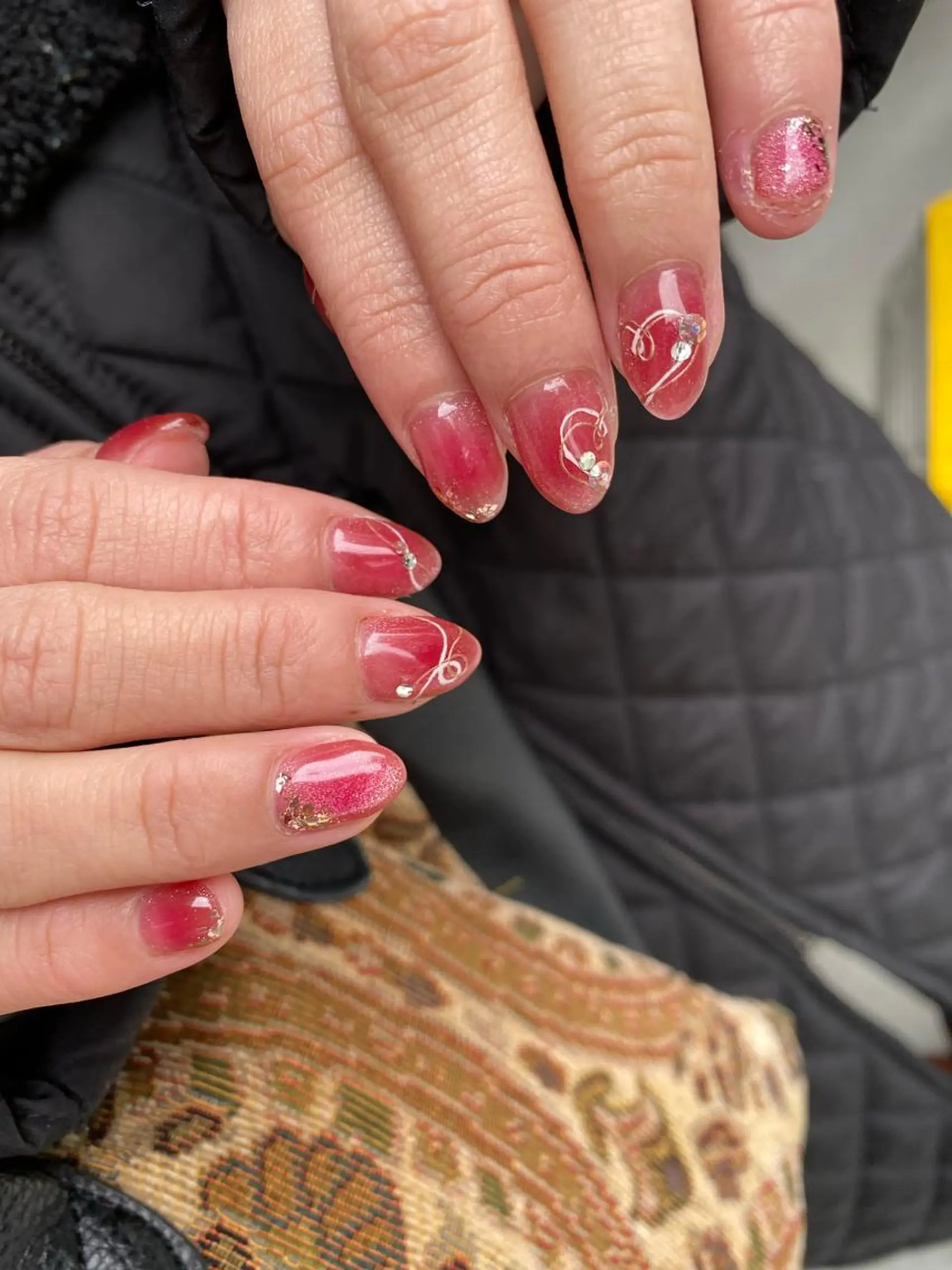 ネイル チークネイル ハート マグネットネイル ピンク バレンタイン ハンドネイル nail salon  ∞ mikanal ∞所属・nailsalon ∞ ﾐｶﾅﾙ ∞のネイルデザイン