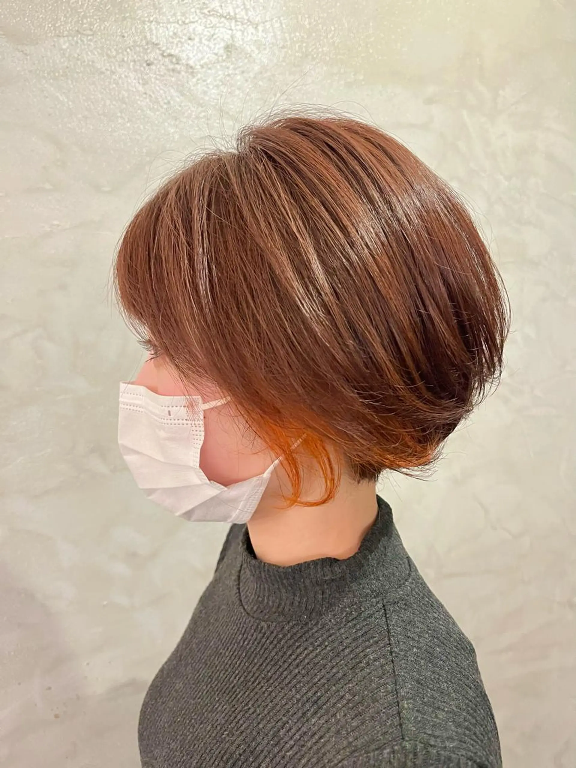カラー イヤリングカラー オレンジ ヘアカラー FUJINO RYOのヘアスタイル