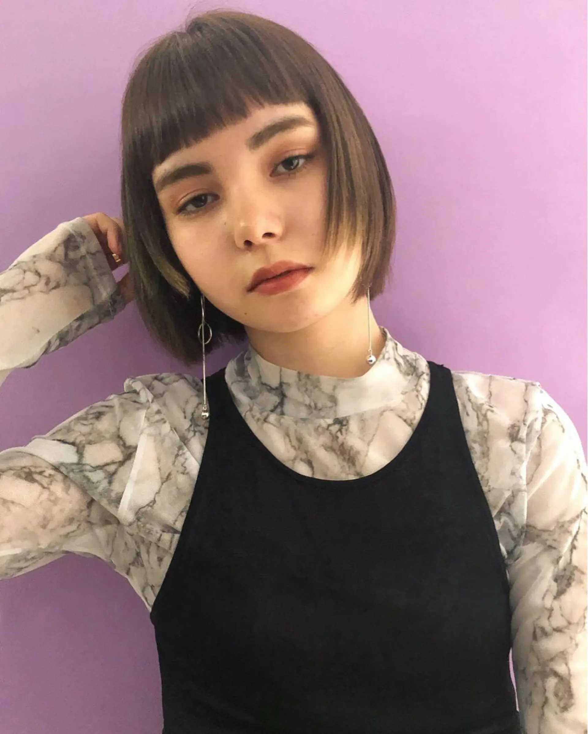 ショート カラー アッシュ ボブ カット ヘアカラー トリートメント Loom.所属・村上雅人 ナチュラルモードのヘアスタイル