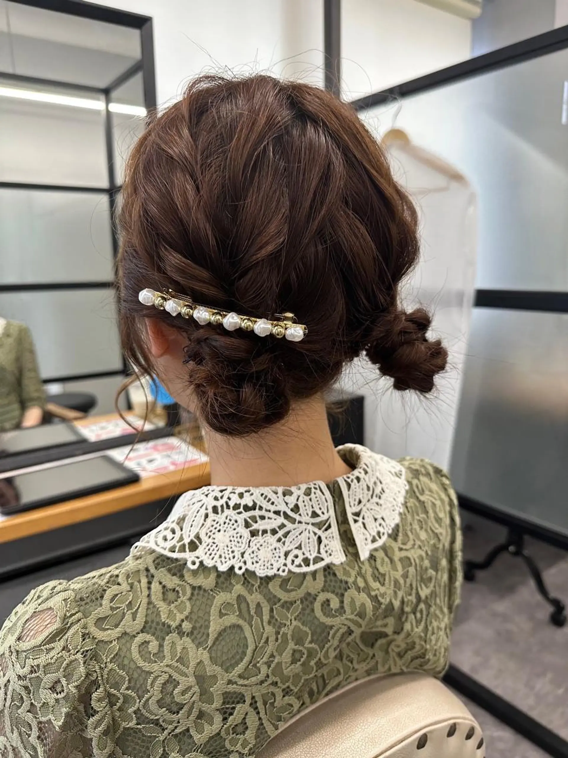 セミロング ヘアアレンジ 成人式 アッシュ ミストバング パープルカラー ボブ N° aria 三軒茶屋のヘアスタイル
