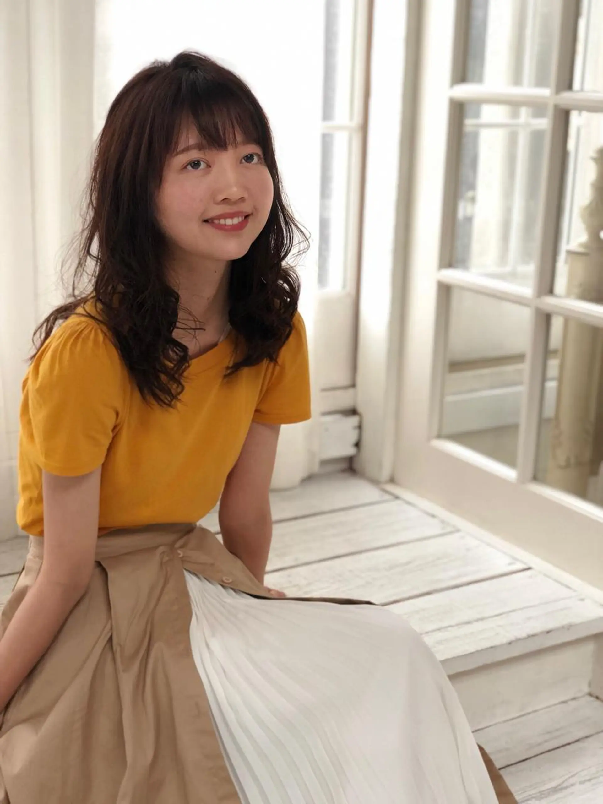 セミロング パーマ セミロングパーマ 縮毛矯正 ショート 嶋津祥希のヘアスタイル