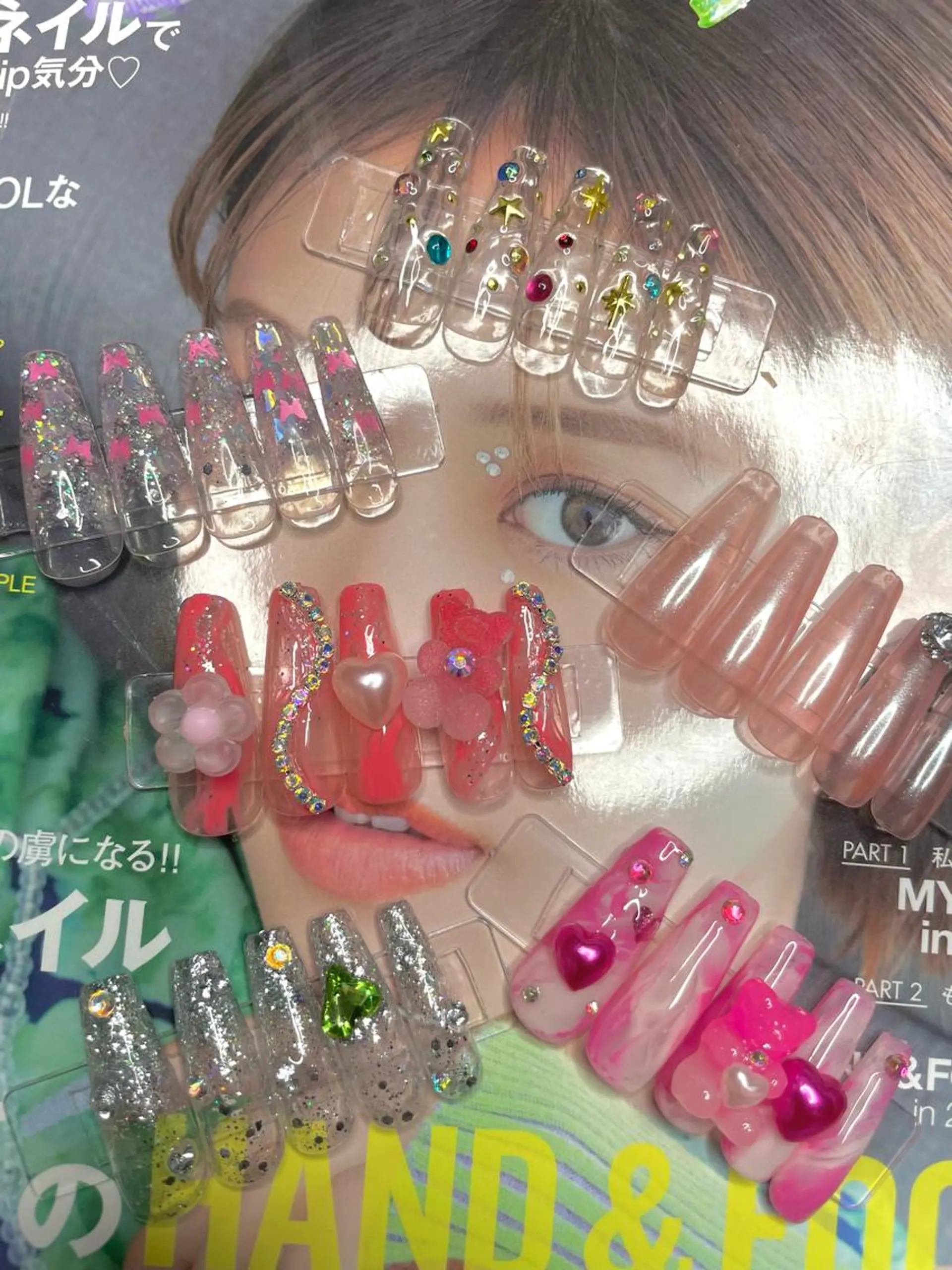 ネイル オーロラネイル キラキラネイル ロングネイル ミラーネイル ニュアンスネイル Ri-e's nailのネイルデザイン