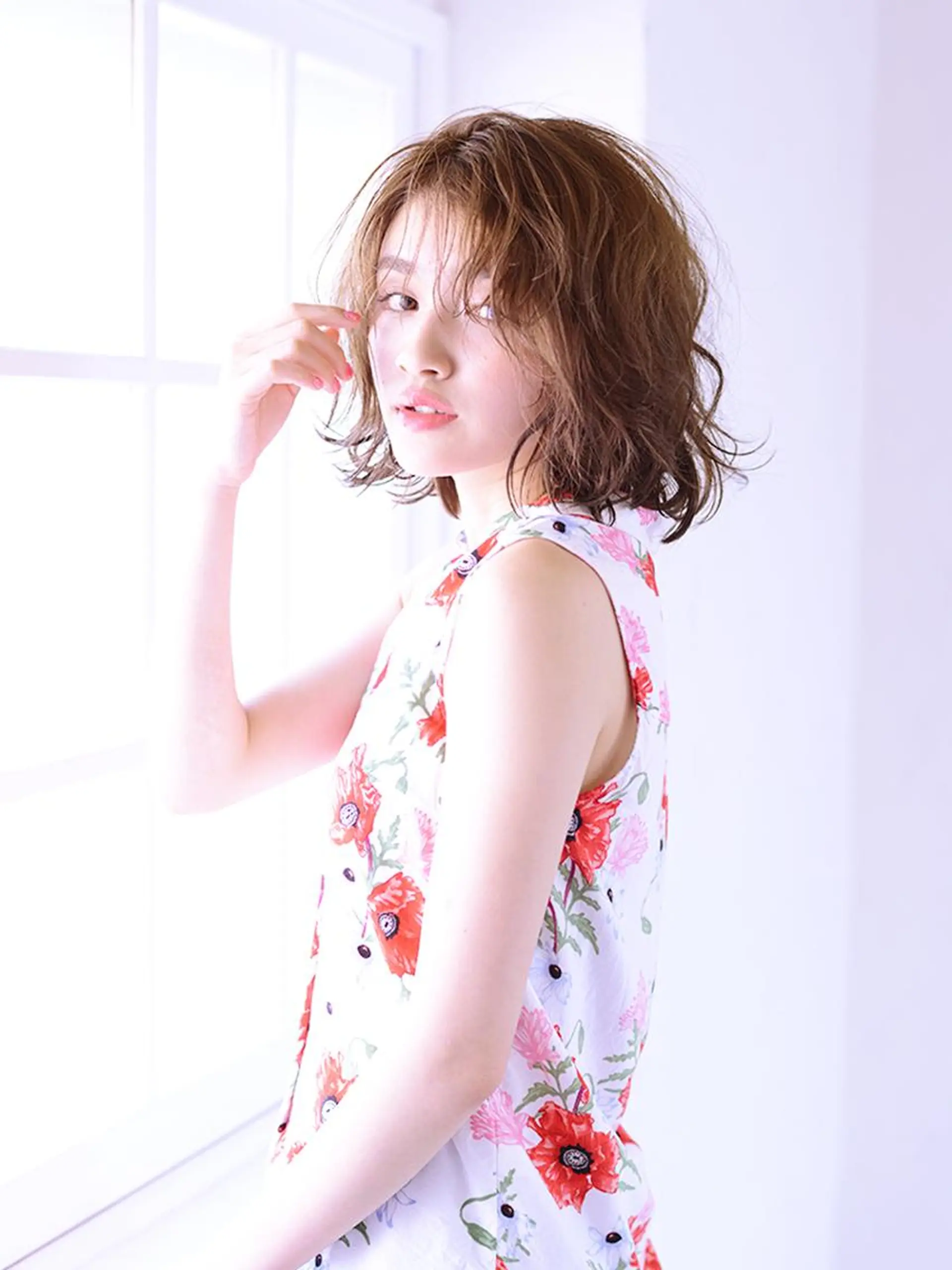 ミディアム カラー パーマ ミディアムパーマ 透明感カラー ⭐️顔周りカット⭐️ 藤久のヘアスタイル