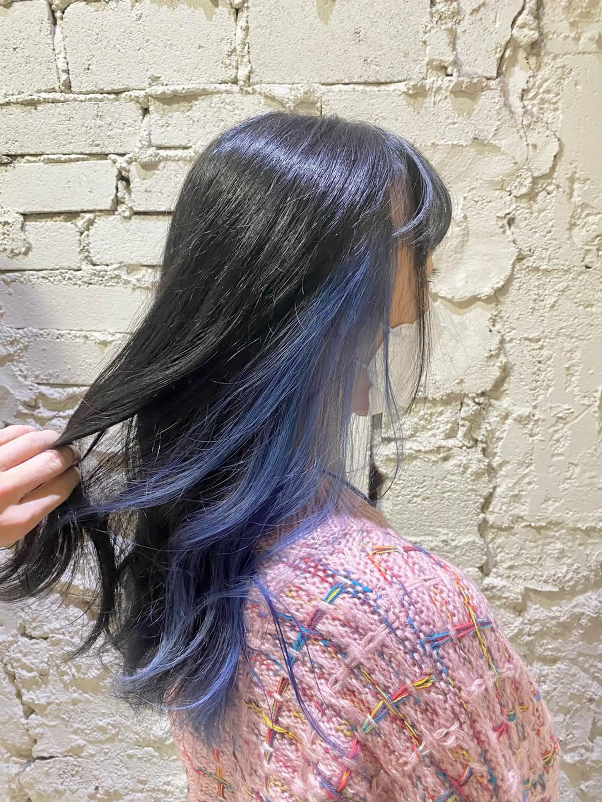 ロング カラー ブリーチ ブルーカラー カット ヘアカラー トリートメント レイヤー/韓国 ハイトーン興津史弥のヘアスタイル