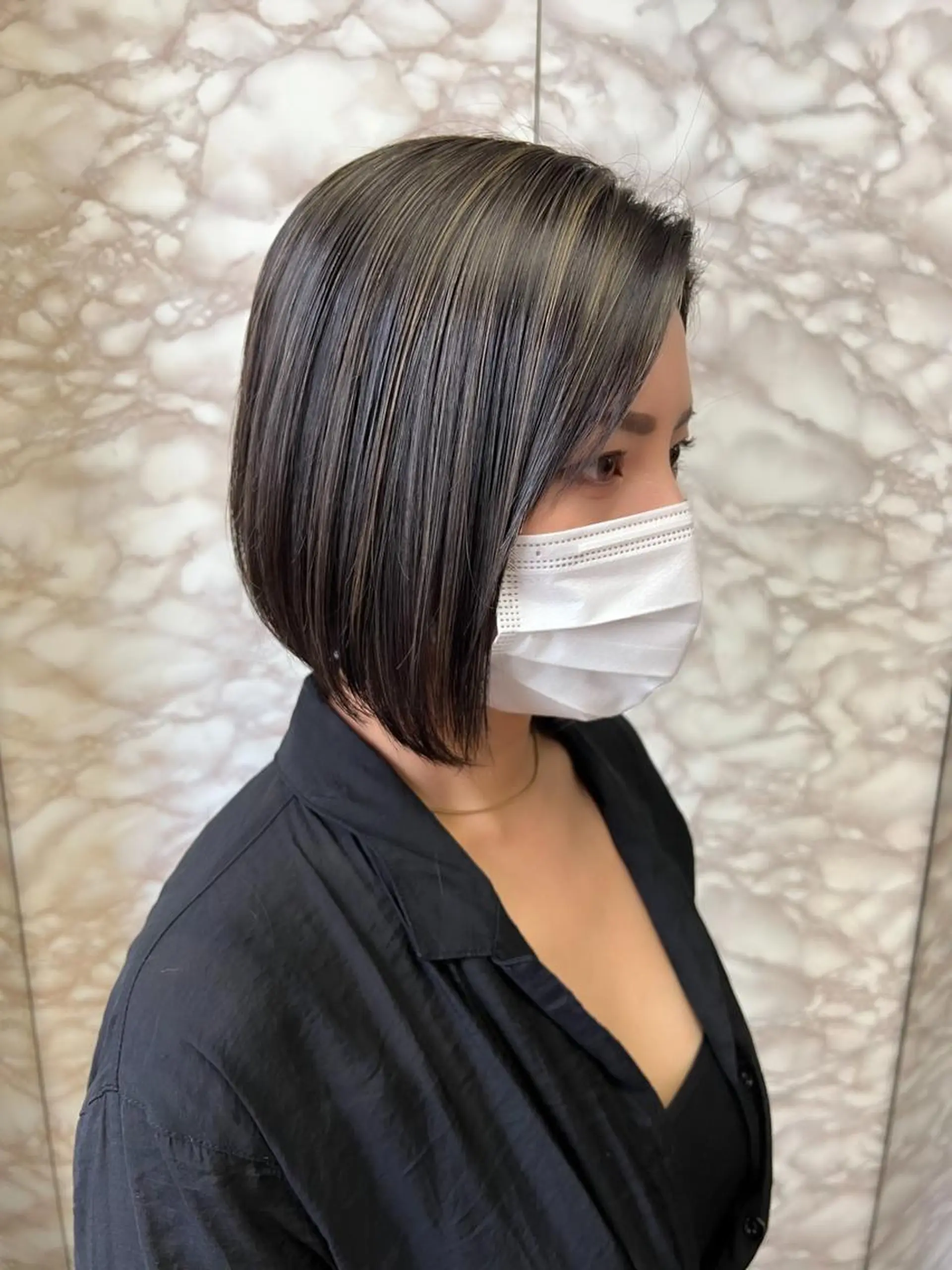 セミロング カラー ベージュカラー ブロンド グレージュ ハイライトカラー ラベンダーカラー 🩶透明感グレージュ /レイヤー🩶のヘアスタイル