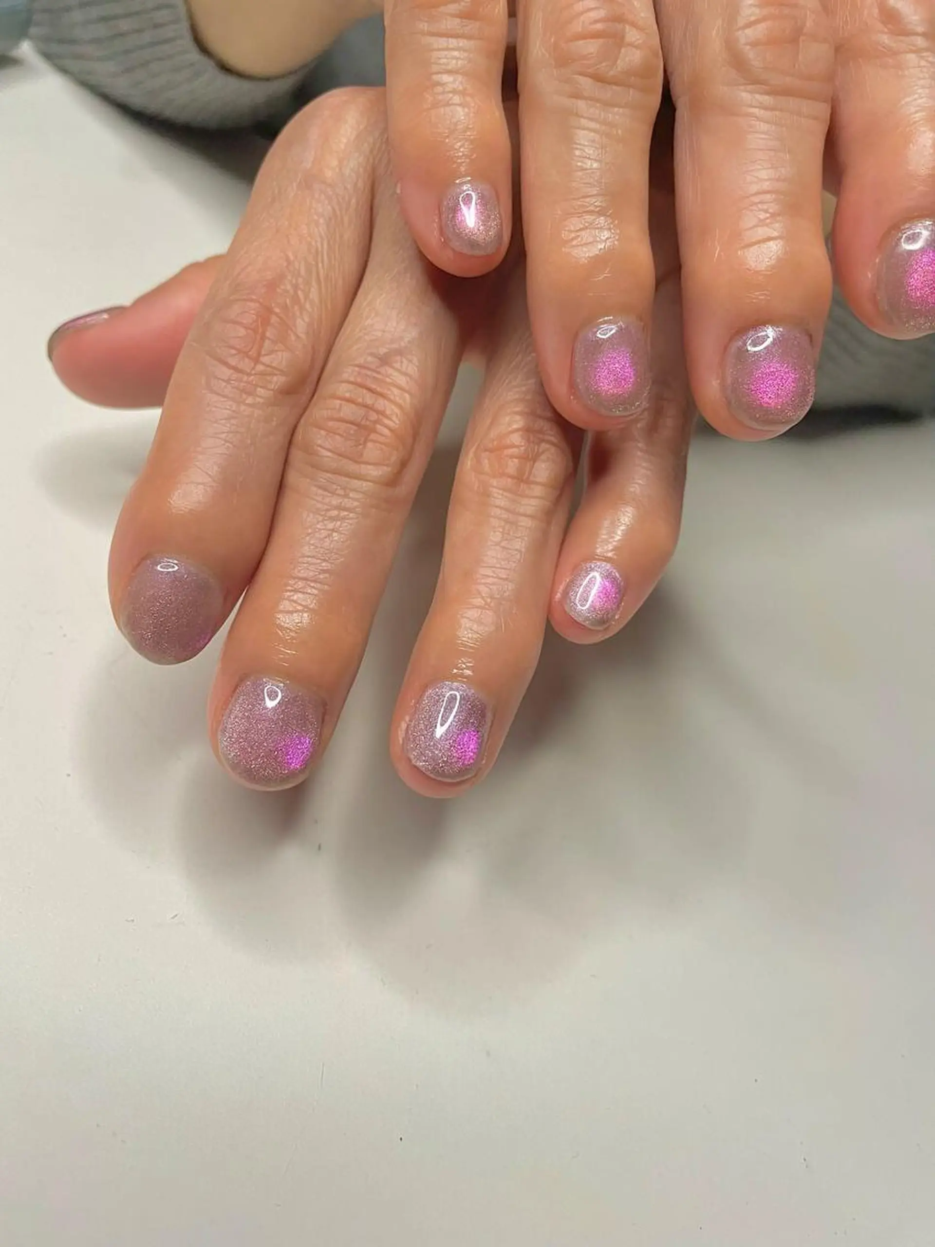 ネイル フラッシュネイル 氷ネイル・うるうるネイル ロングネイル マグネットネイル ニュアンスネイル Ri-e's nailのネイルデザイン