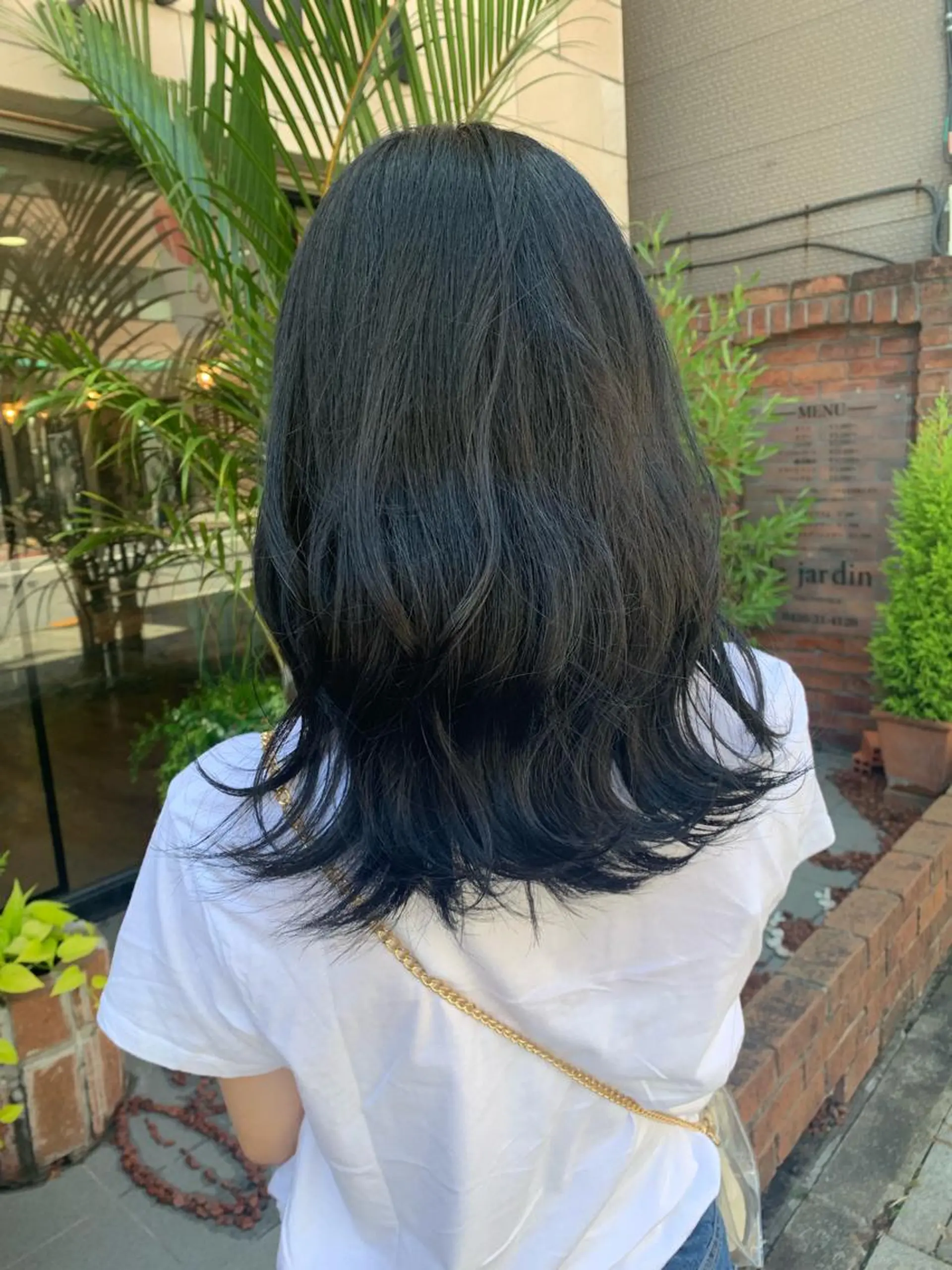 カラー 黒髪 ブルーカラー ブルーブラック ヘアカラー SHIAN 八王子👼鬼塚さやかのヘアスタイル