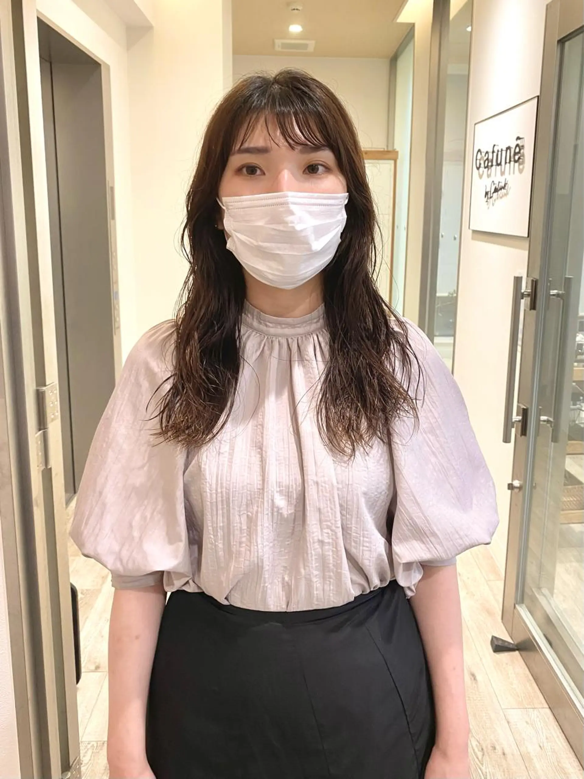 セミロング パーマ セミロングパーマ 韓国風ヘア 店長　ショート& パーマ　坂本のヘアスタイル