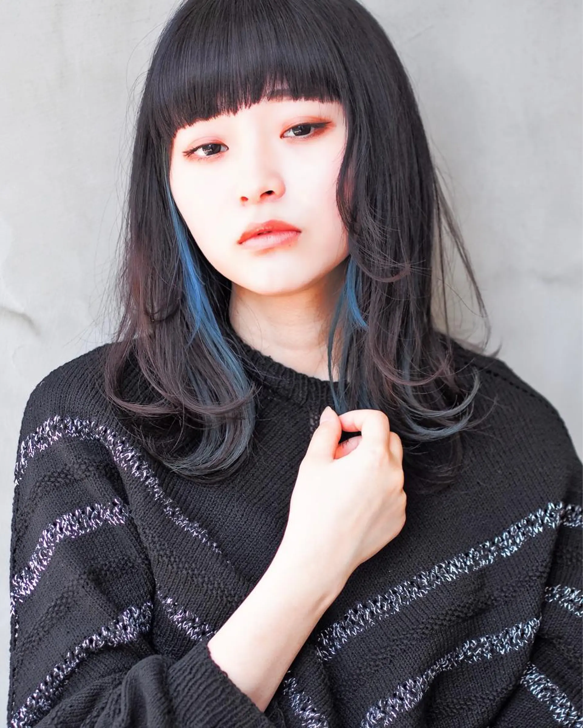 カラー 黒髪 ブルーカラー インナーカラー ショート・ボブ 徳竹淳一のヘアスタイル