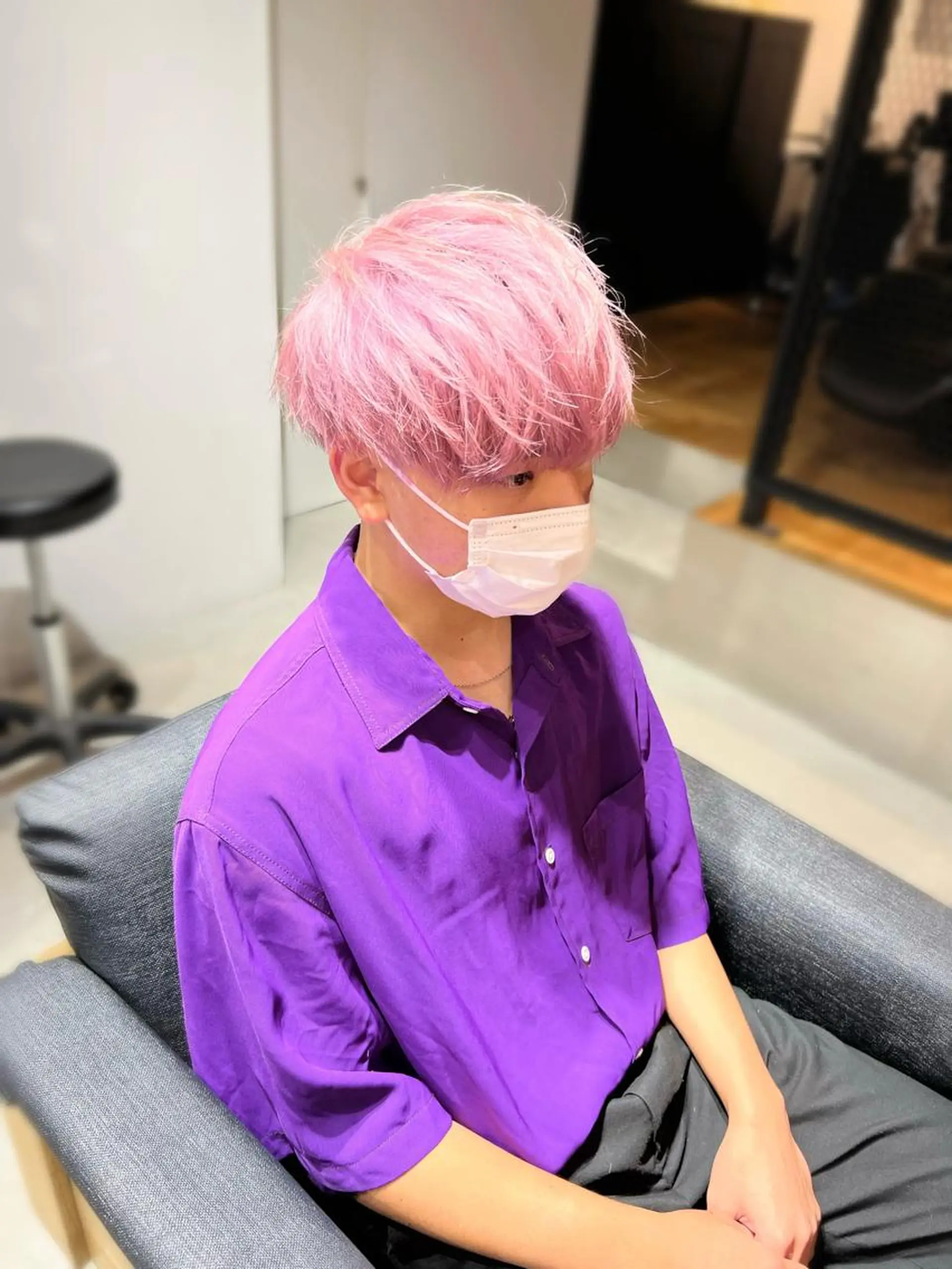 カラー メンズ アッシュ ピンクカラー ピンクアッシュ カット ヘアカラー トリートメント メンズ専門　井藤 雅也のヘアスタイル