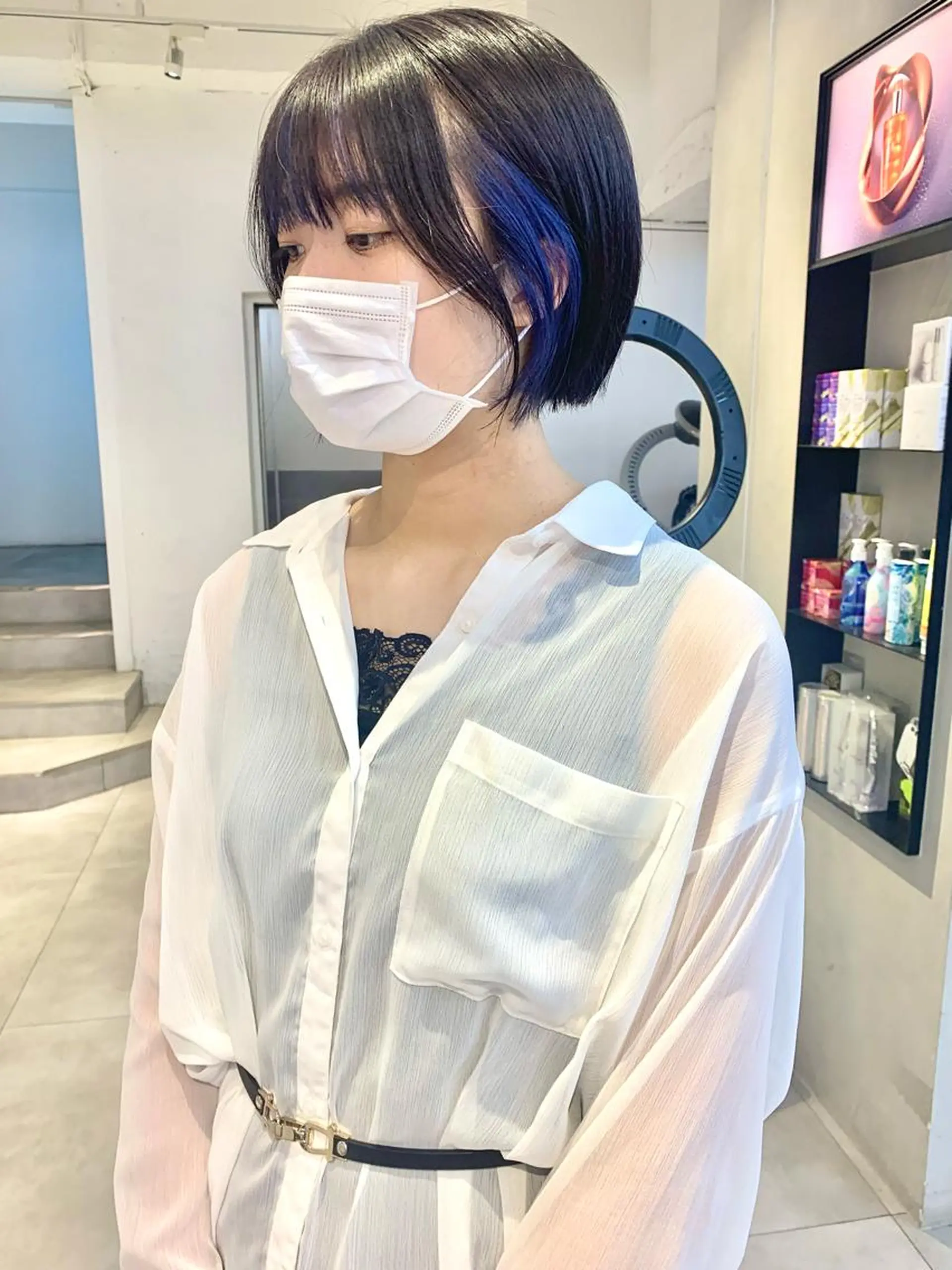 ショート カラー ブリーチ ブルーカラー 透明感カラー ラベンダーカラー カット ヘアカラー Kureha/ネイル レイヤー/酸性縮毛のヘアスタイル