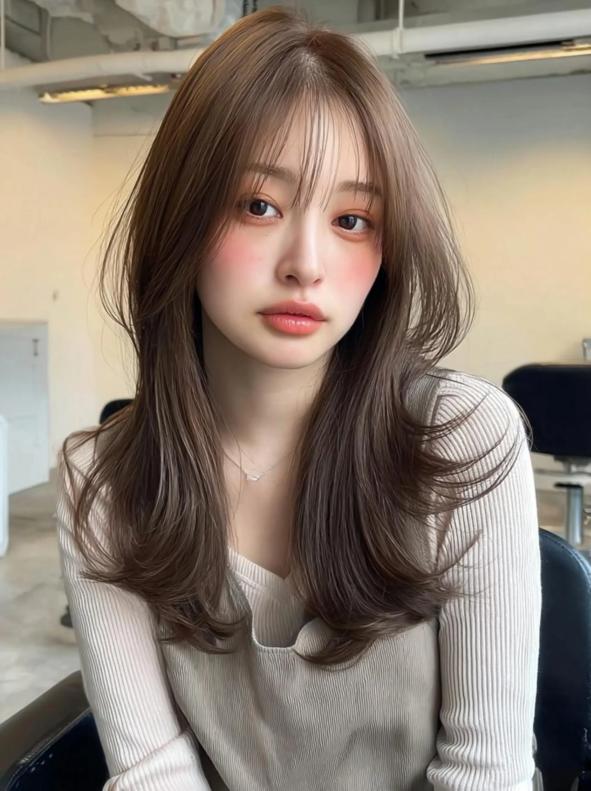 ロング 髪質改善 韓国風ヘア レイヤーカット トリートメント カット ヘアカラー トリートメント アンニュイヘア/ 顔周りカット/眞弓萌のヘアスタイル