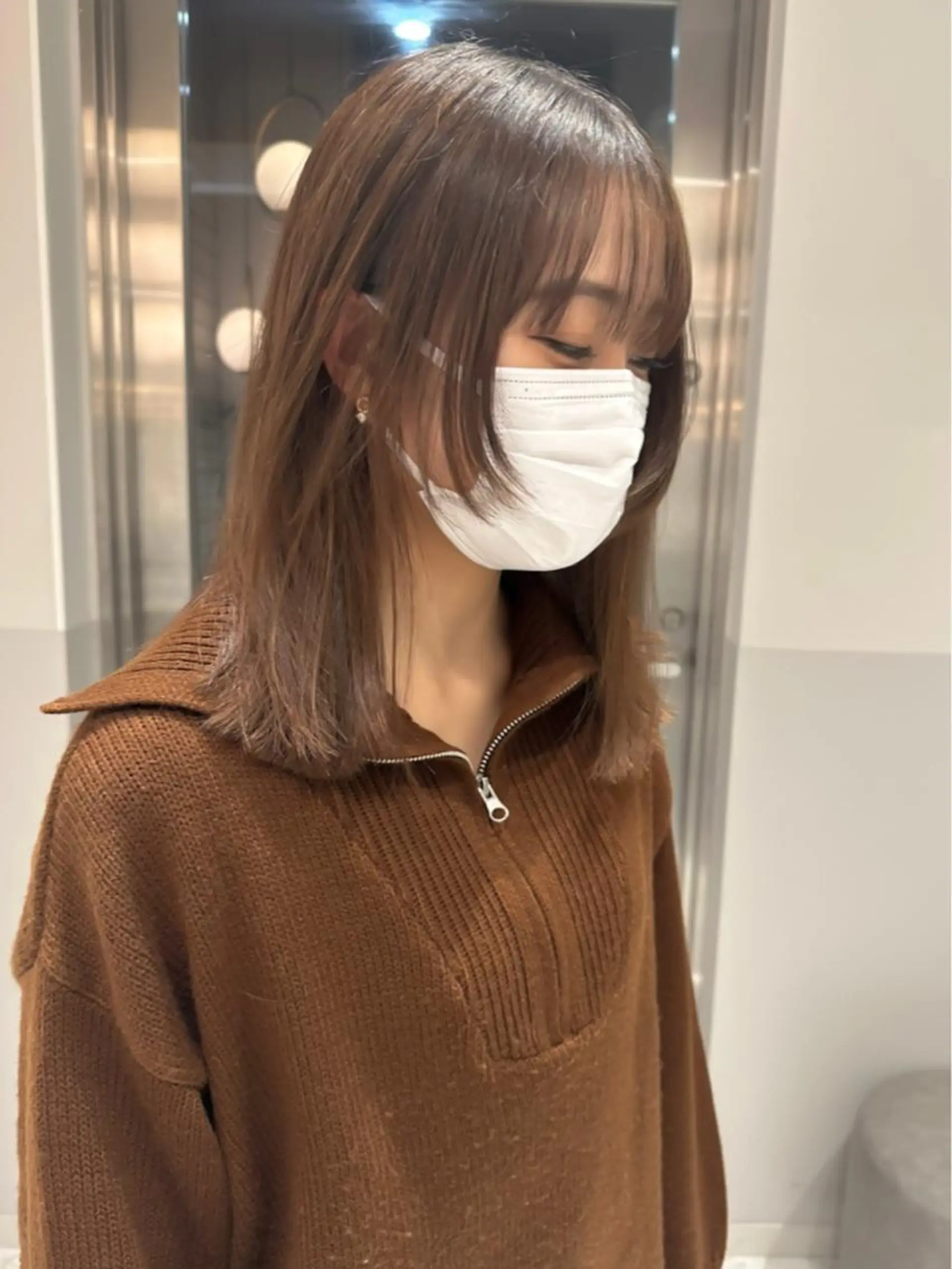 セミロング 顔まわりレイヤー 顔周りカット レイヤーカット カット ヘアカラー トリートメント SALOWIN下北No.R店所属・୨୧柔らかいカラー nozomi ୨୧のヘアスタイル