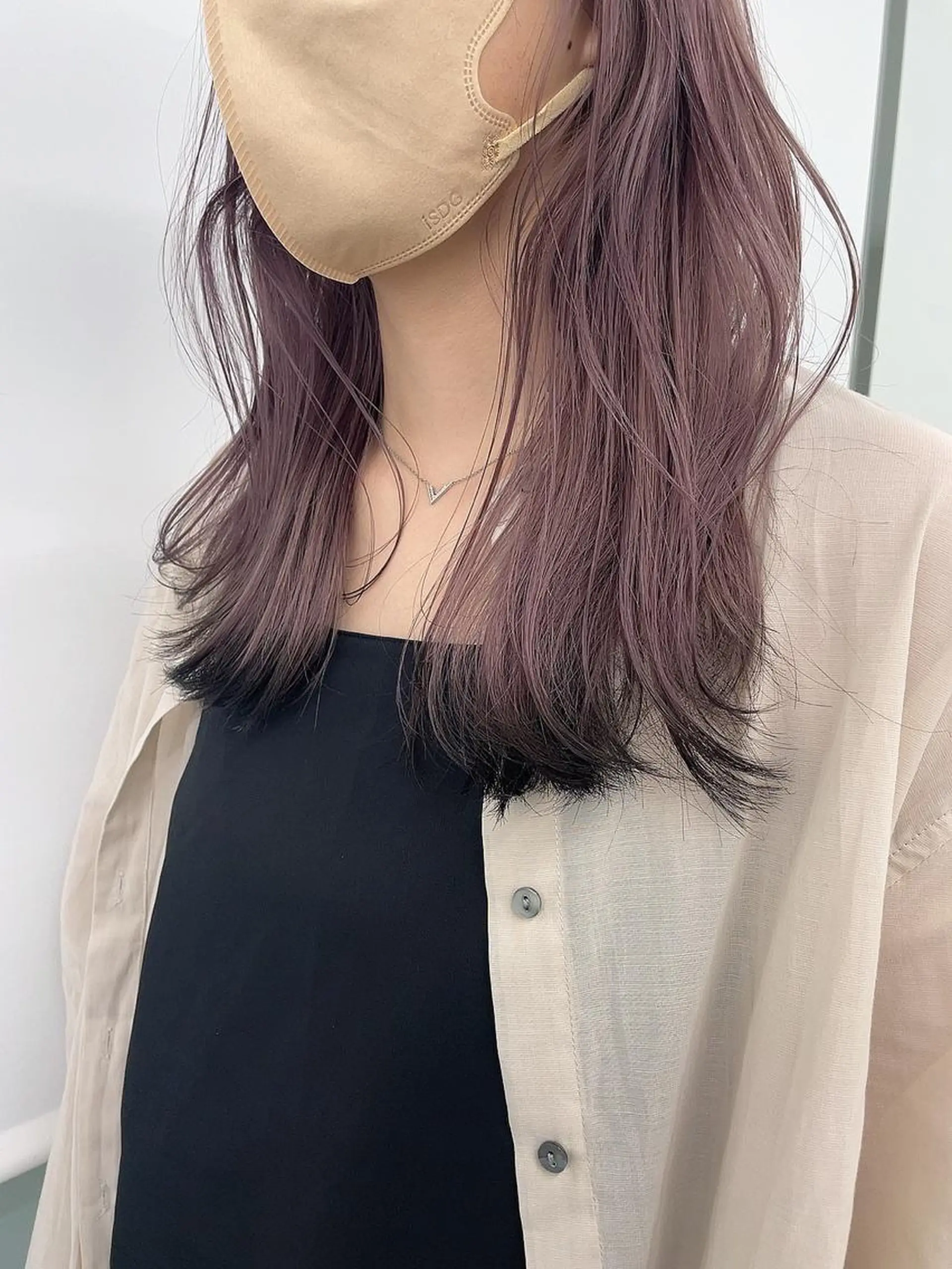 セミロング カラー ラベンダーカラー 錦 茉李のヘアスタイル