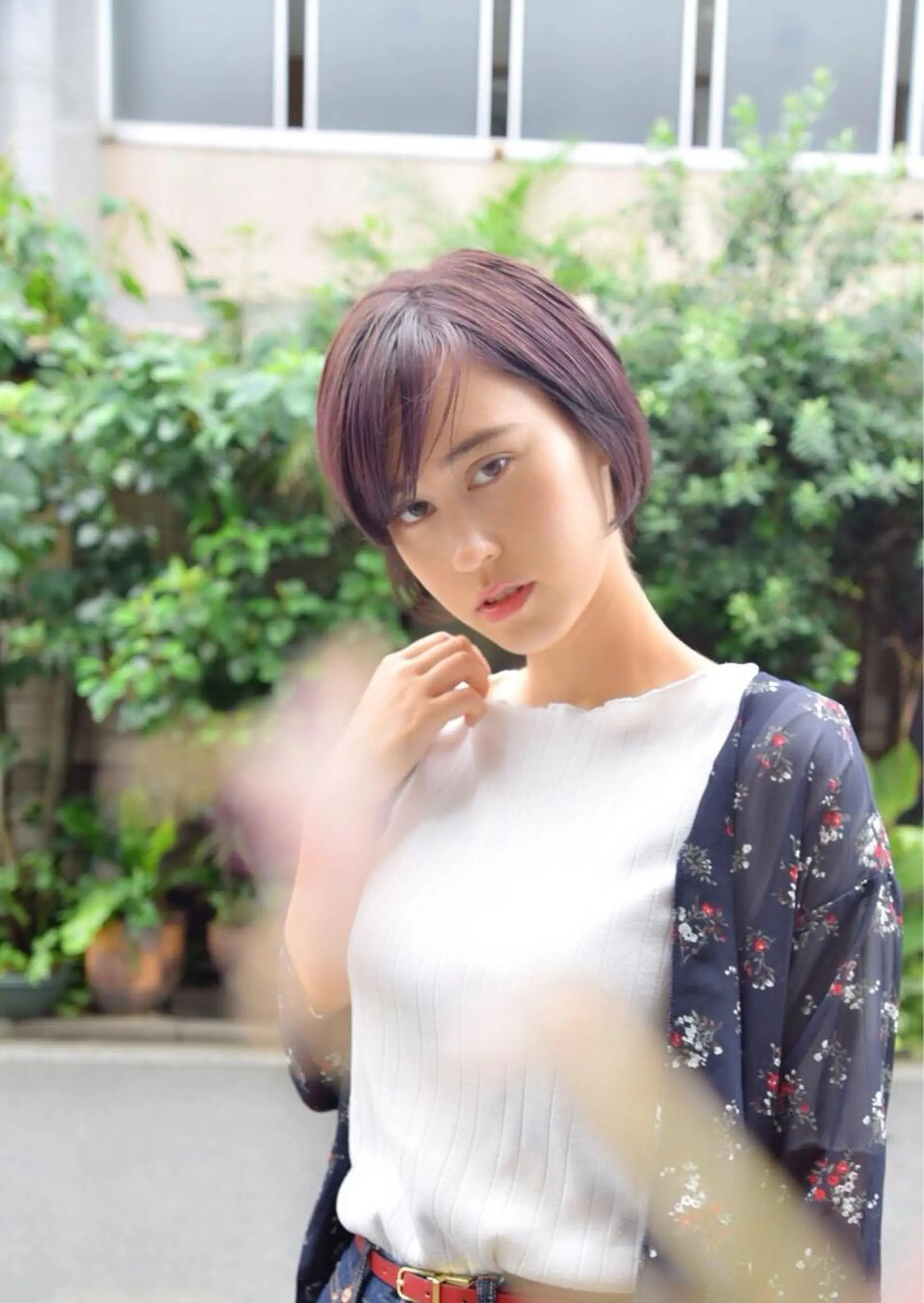 ショート カラー ブリーチ パープルカラー ヘアカラー トリートメント 🍑艶髪✖️暖色系 ✨momoka🍑のヘアスタイル