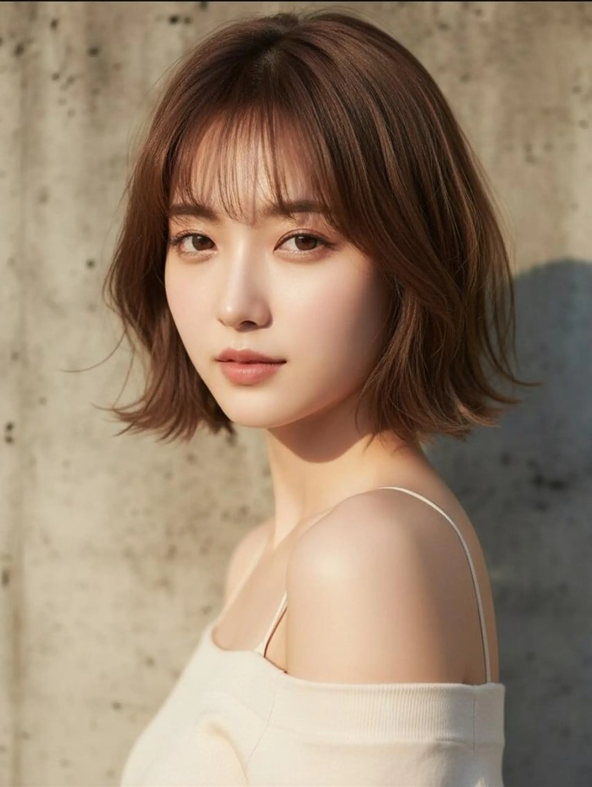 ミディアム カラー ショートボブ ベージュカラー 透明感カラー ボブ 小顔カット カット ヘアカラー トリートメント ヘアセット さく/髪質改善× 縮毛矯正/町田のヘアスタイル