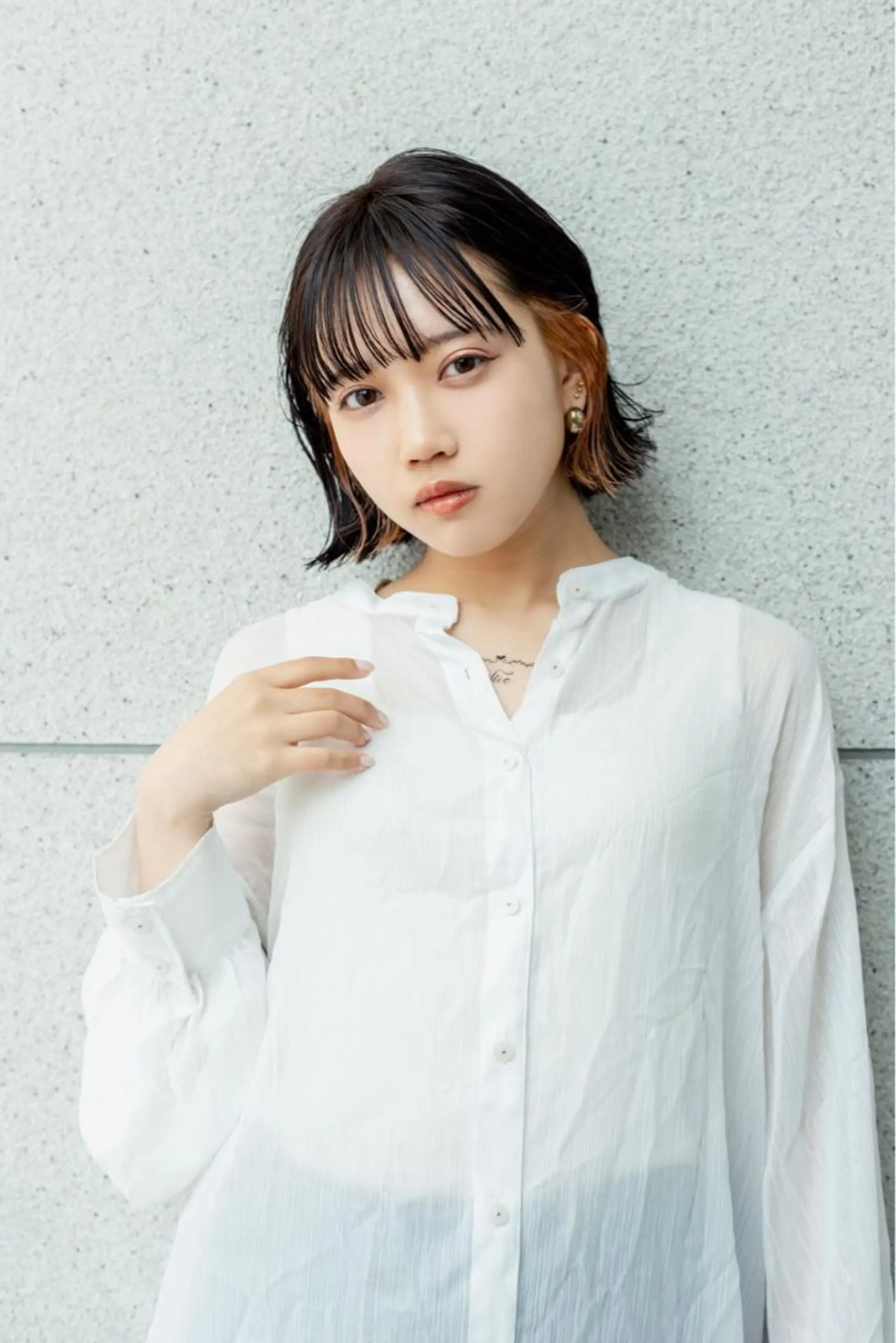 ショート アッシュ ボブ くびれヘア ハイライト レイヤーカット 透明感／髪質改善 遠藤良祈のヘアスタイル