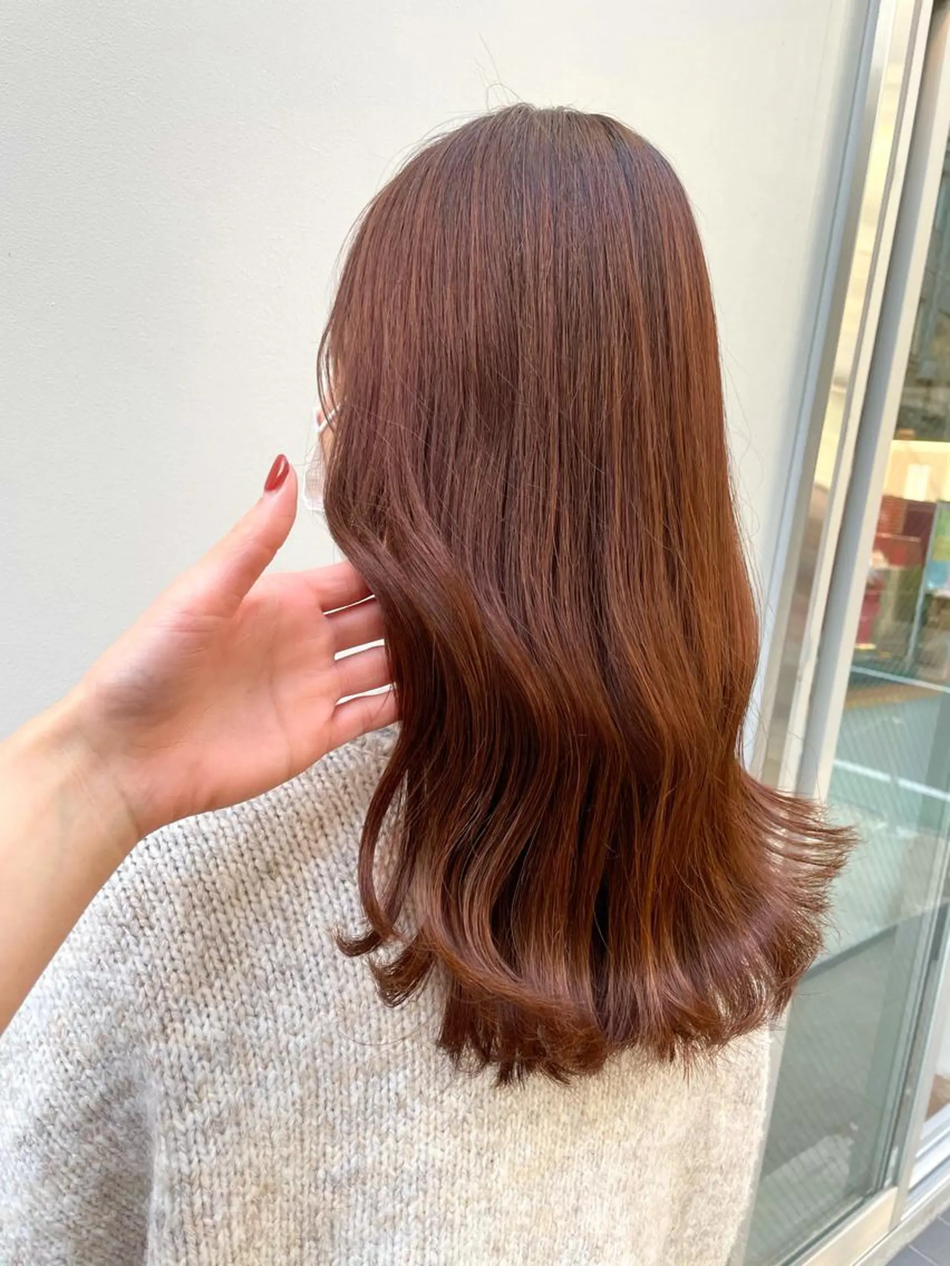 ロング カラー ブラウンカラー オレンジ オレンジブラウン カット ヘアカラー トリートメント chama レイヤーカットのヘアスタイル