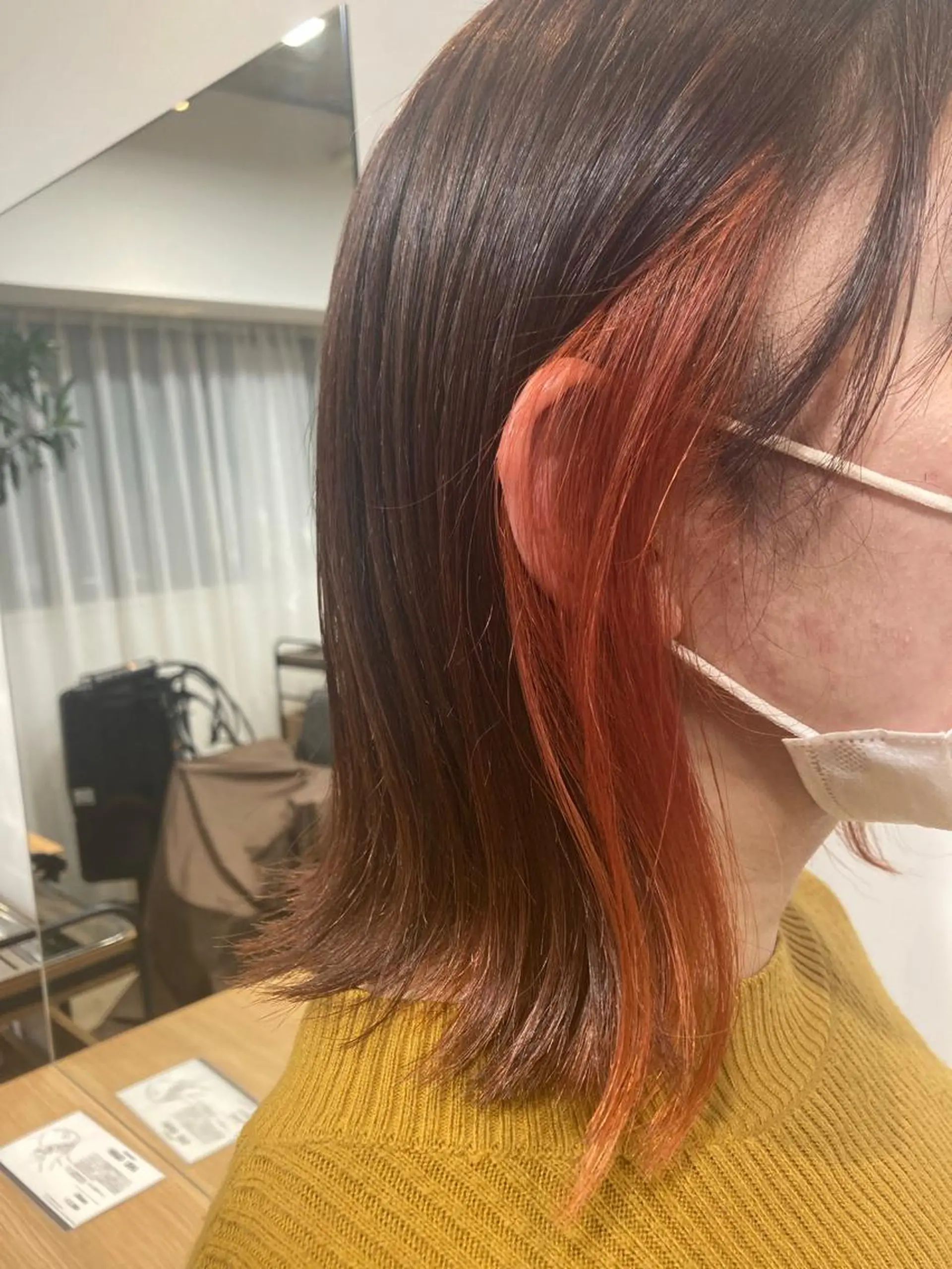 ミディアム カラー オレンジ 阪口 依美奈のヘアスタイル