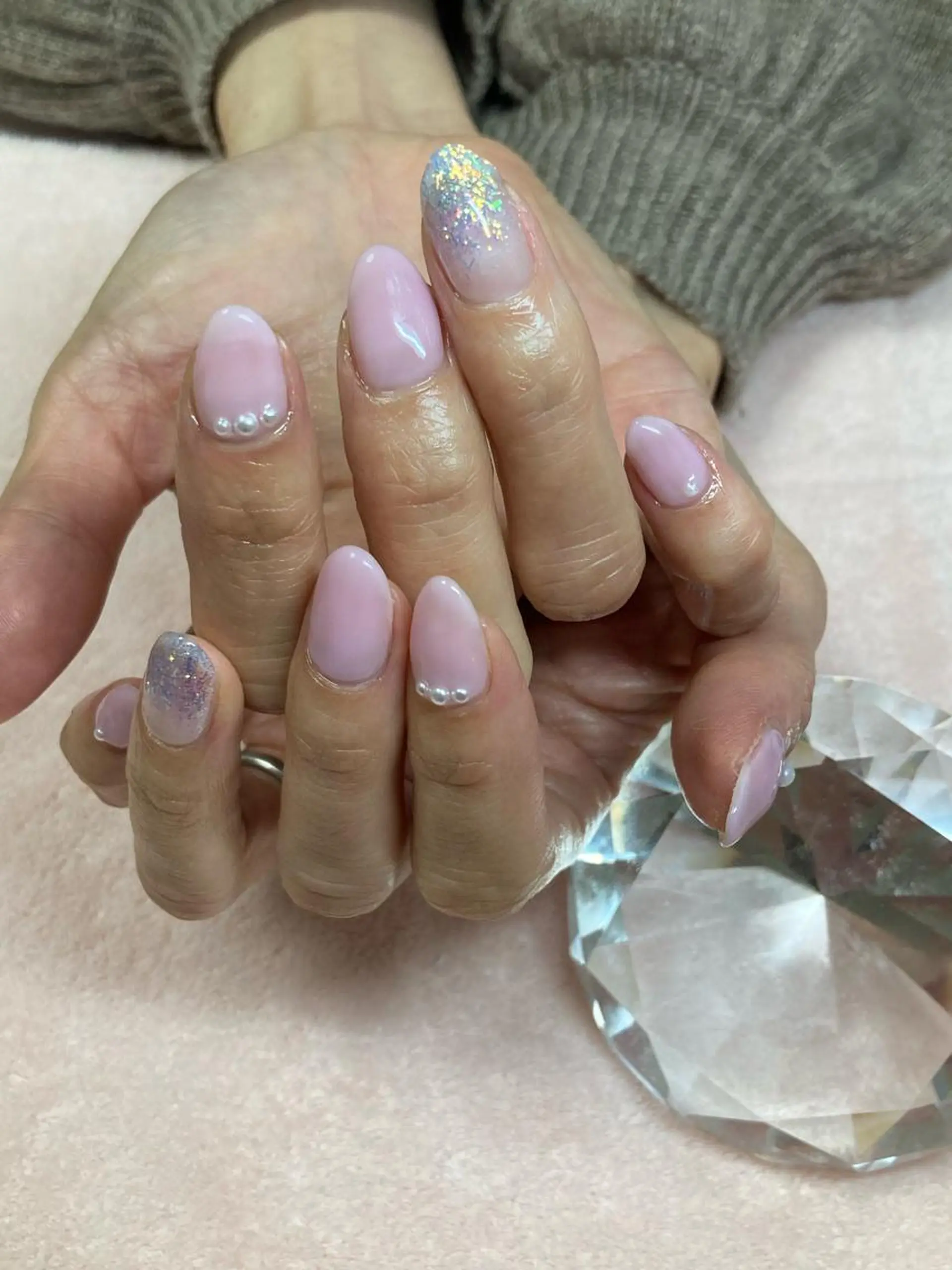 ネイル ブルー ラメ(グリッター) パステルネイル パープル ハンドネイル chii nailのネイルデザイン