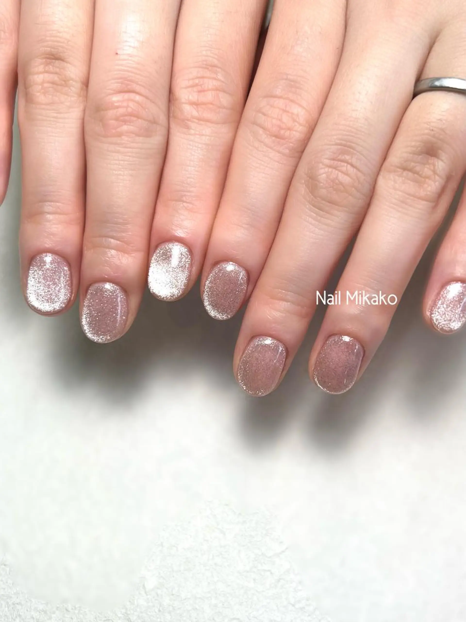 ネイル キラキラネイル マグネットネイル ピンク ピンクベージュ Nail_Mikako所属・Nail Mikakoのネイルデザイン