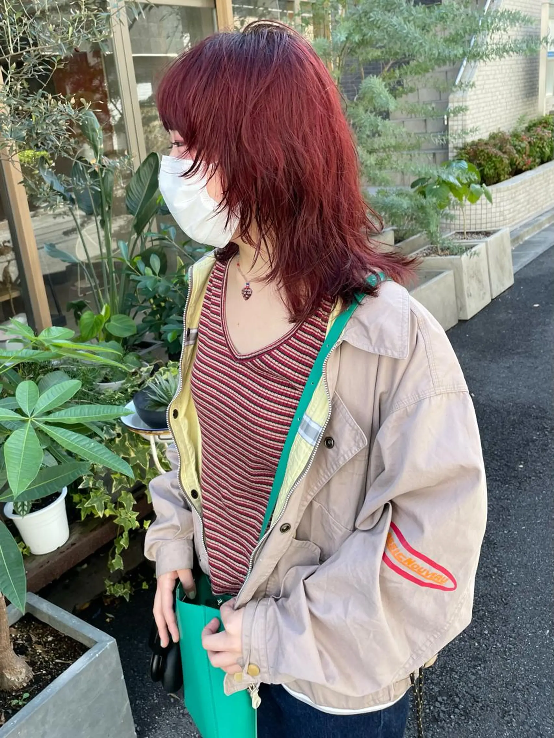 ミディアム カラー パーマ ミディアムパーマ ブラウンカラー カシス レッドカラー レッドブラウン 高円寺 🎨manami🎨のヘアスタイル