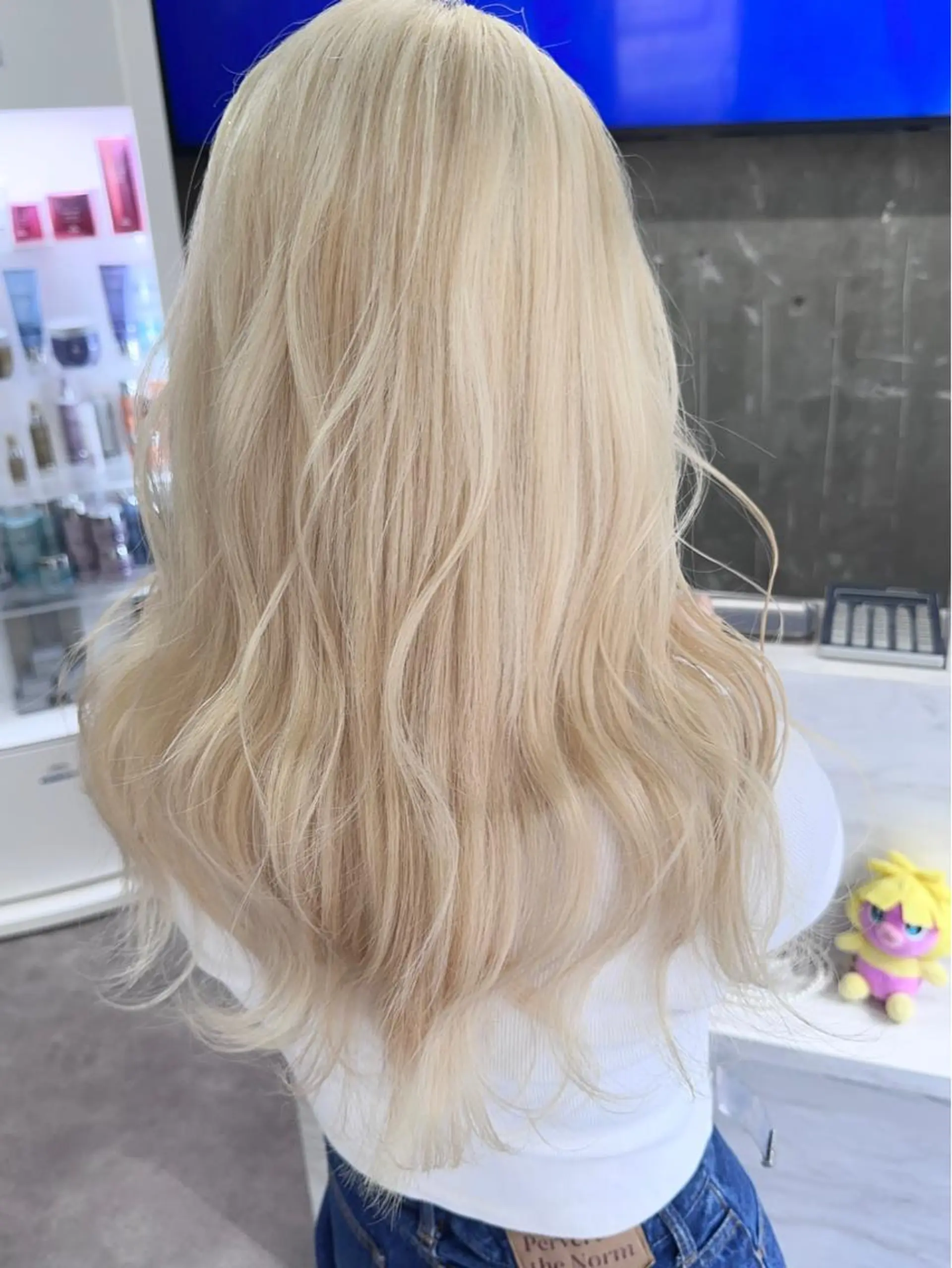 ロング 前髪カット🩶レイヤ ー🩶ハイトーン🩶のヘアスタイル