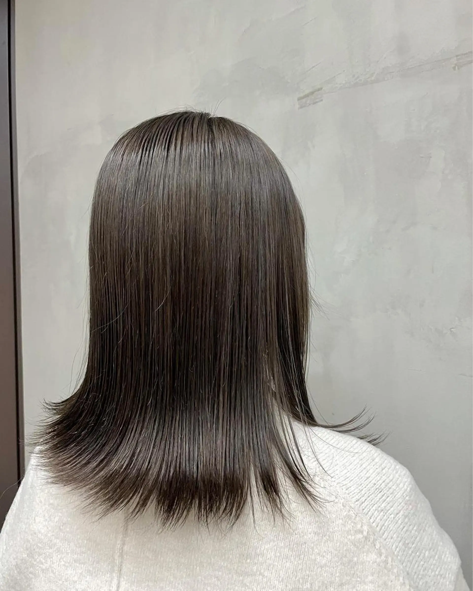 ミディアム カラー 黒髪 グレージュ ボブ/ショート/ shinのヘアスタイル
