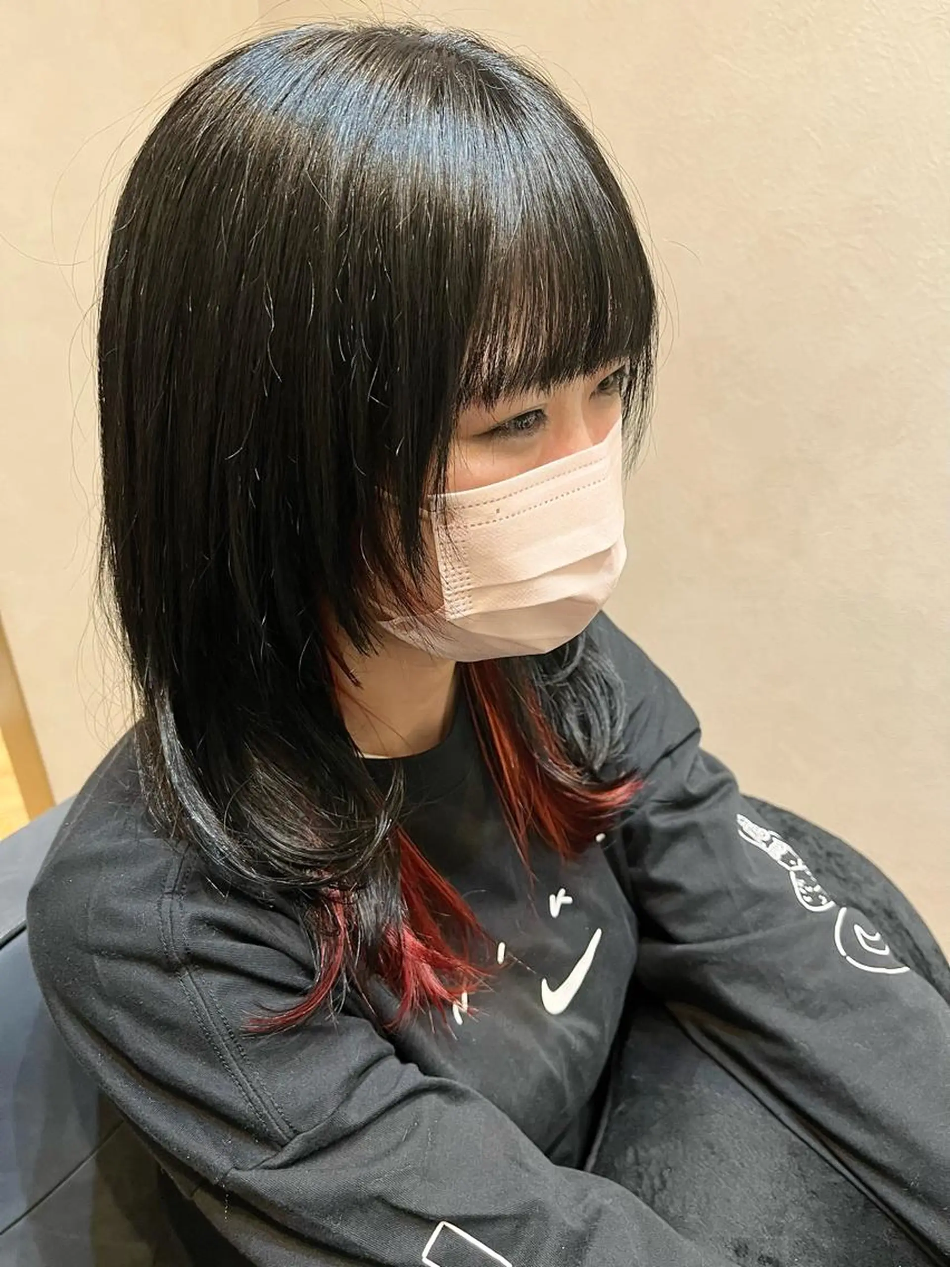 ミディアム ウルフカット ヘアカラー N°number大分 ナンバーmikotoのヘアスタイル