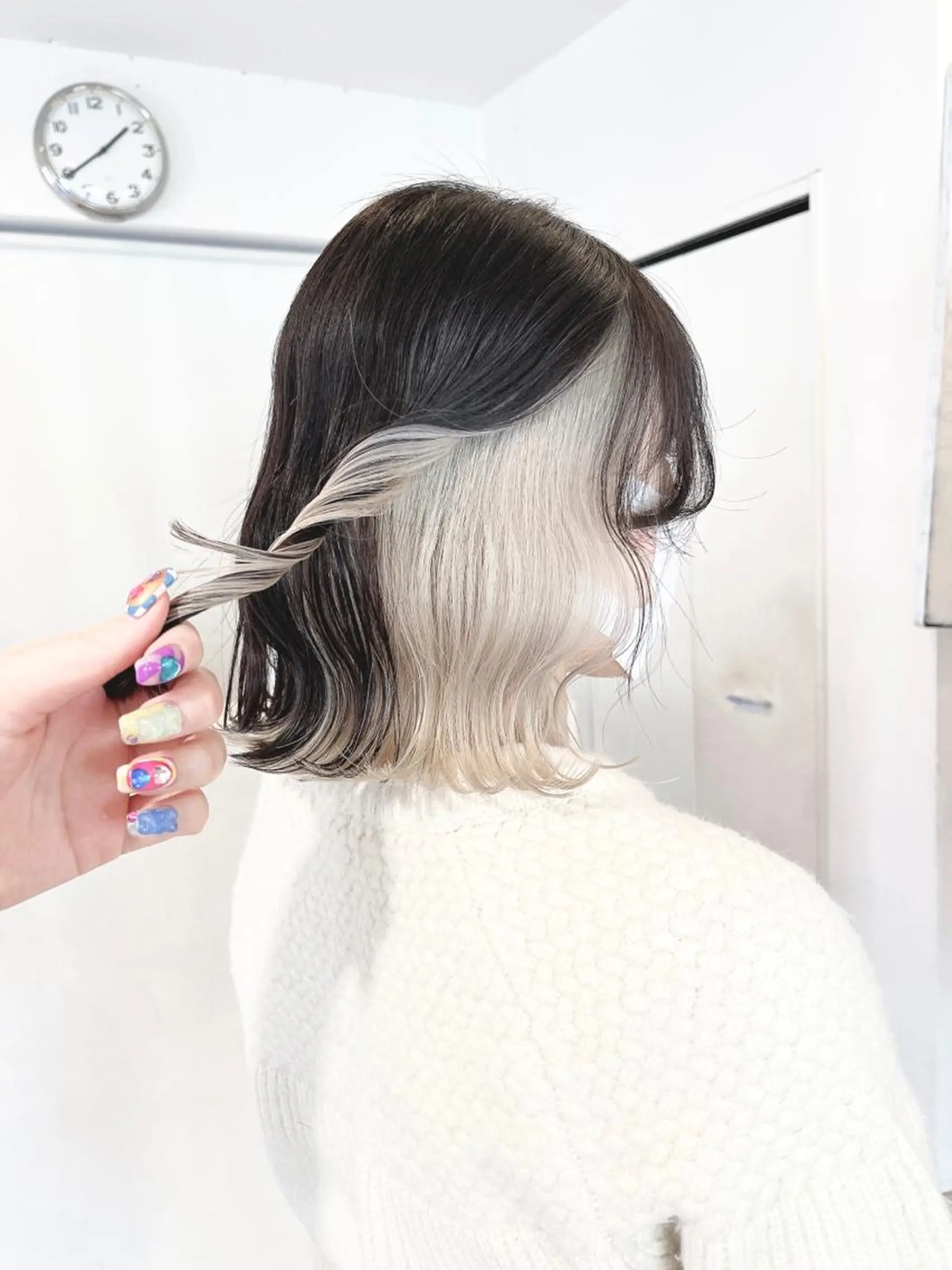 ミディアム カラー 黒髪 ブリーチ ブロンド ケアブリーチ ホワイトブロンド 💗モテ髪 ハイトーンあや💗のヘアスタイル
