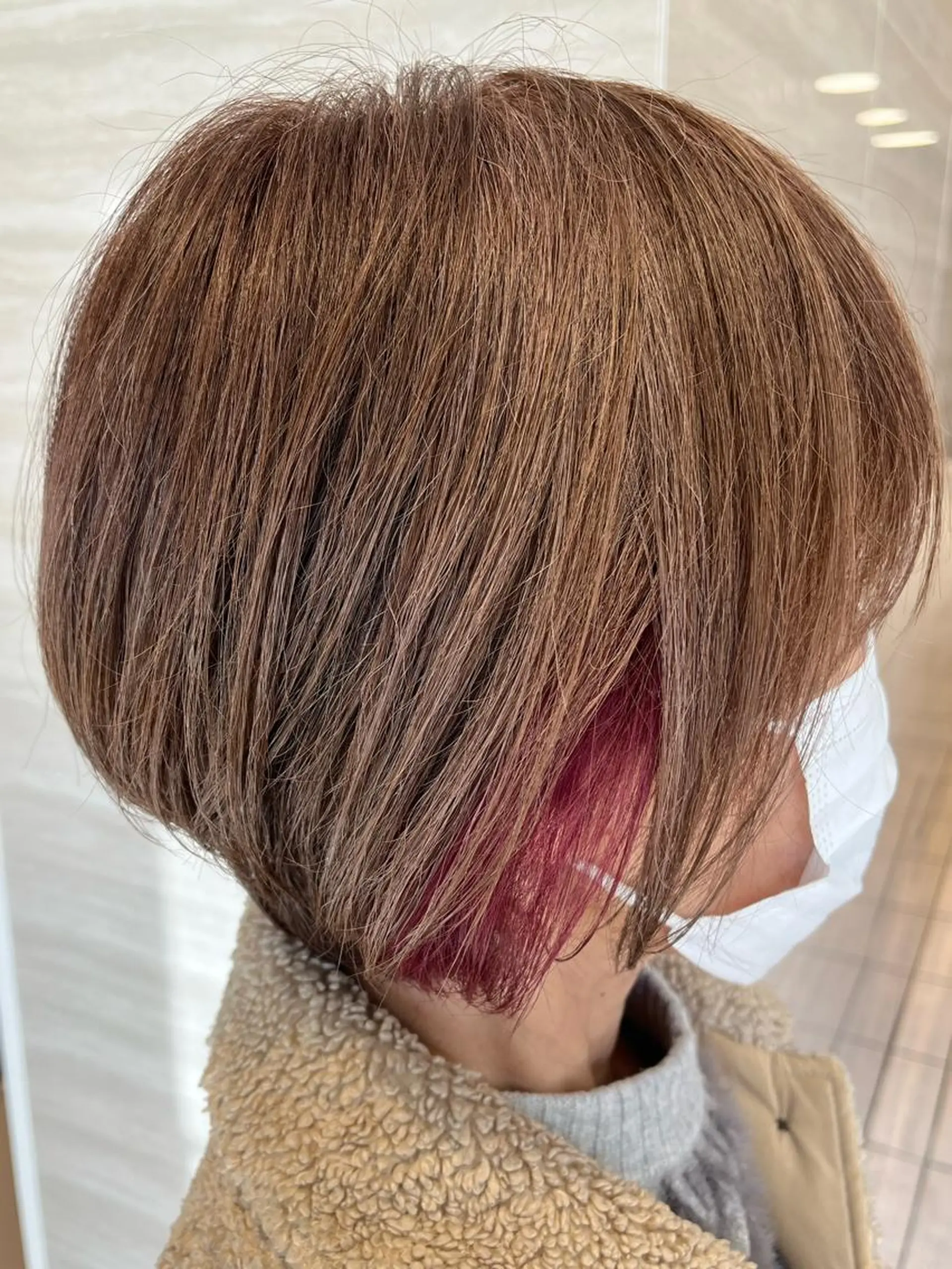 ショート カラー イヤリングカラー ピンクカラー noll【今池駅前】 池田碧花のヘアスタイル