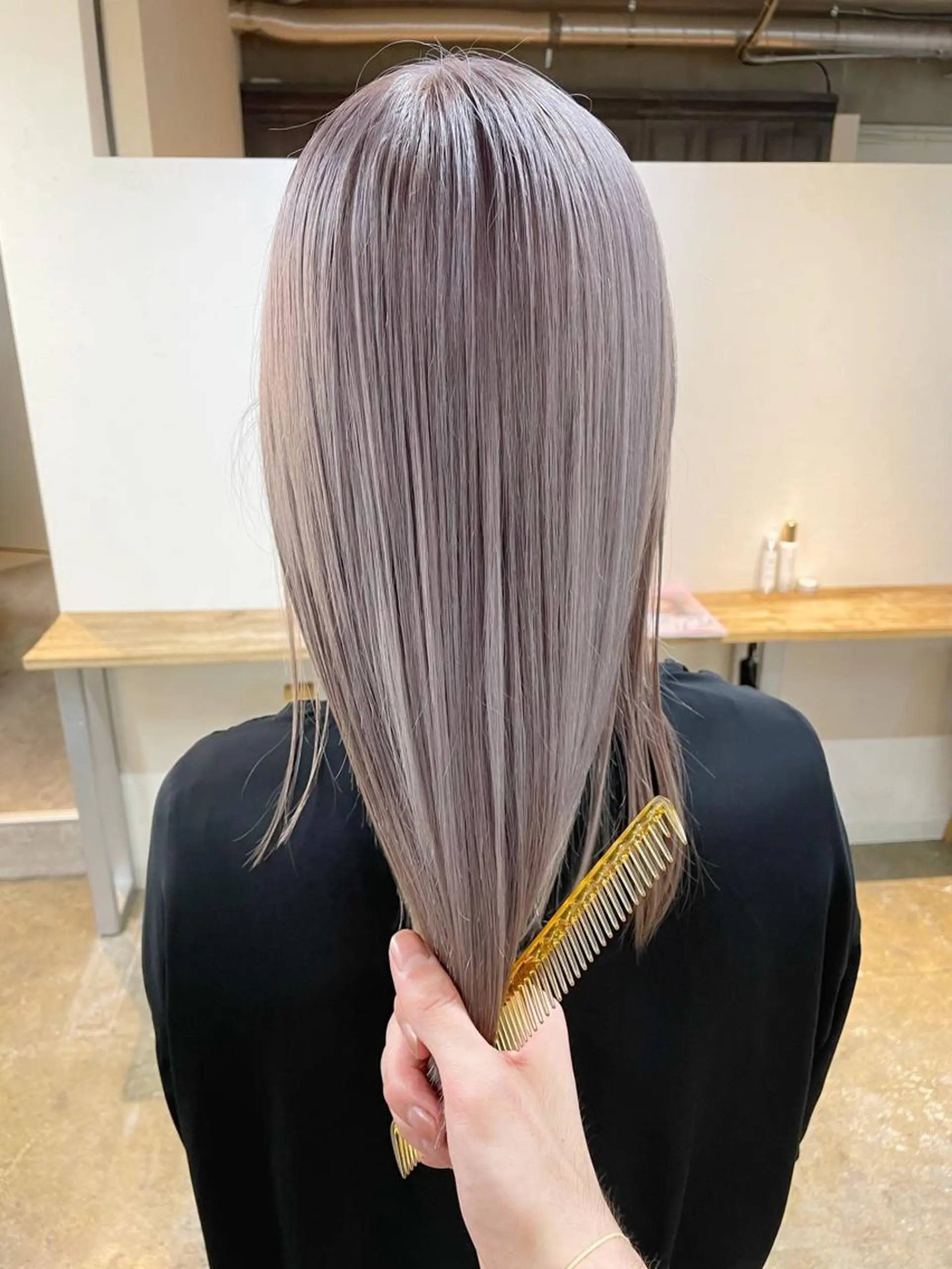 ミディアム カラー ヘアアレンジ カット ヘアカラー トリートメント 丸山渉/パーマ エフェクトブリーチのヘアスタイル