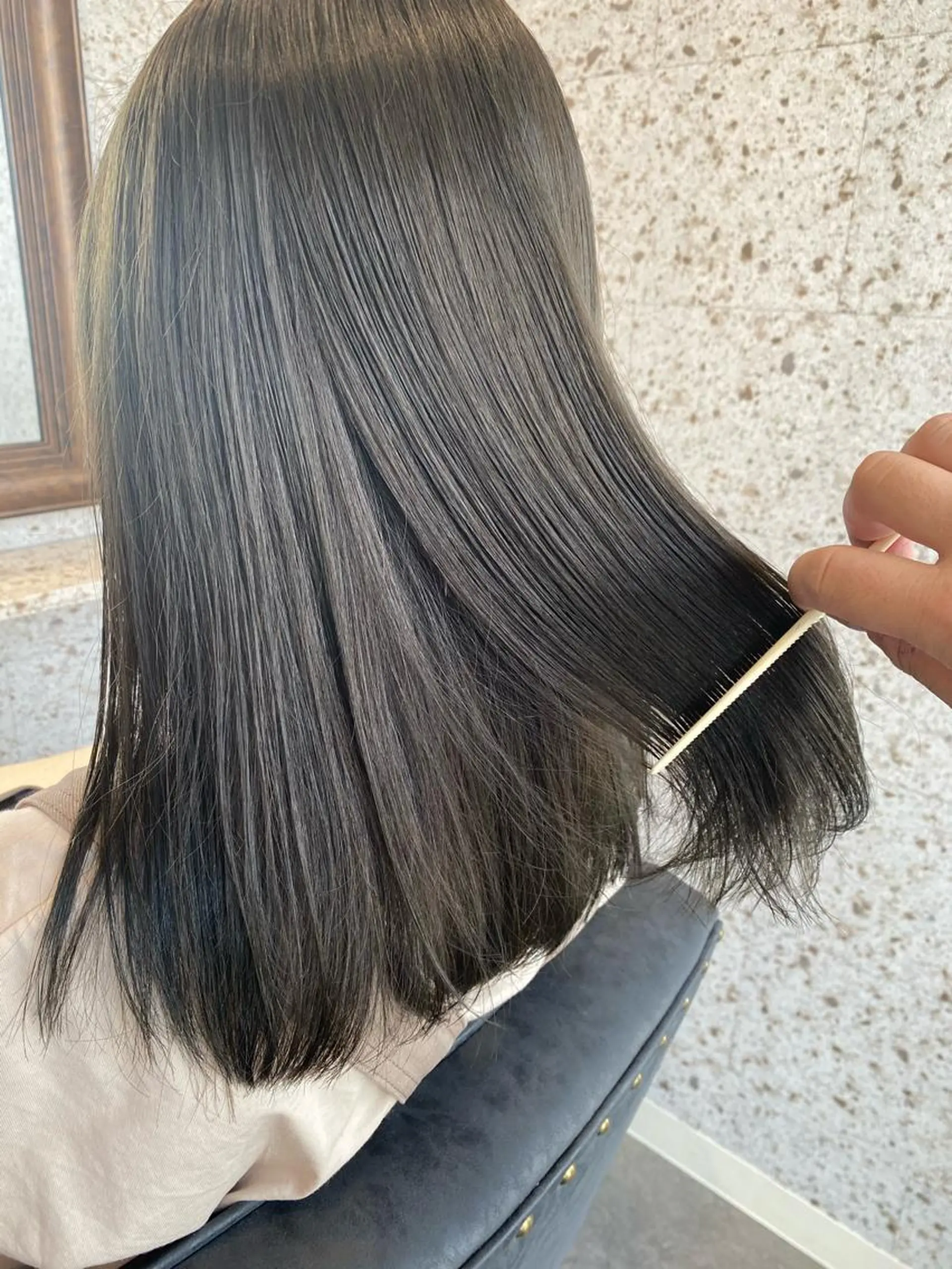 ミディアム カラー ヘアアレンジ アッシュ ブリーチ ブリーチなしカラー lani 天神大名/ブリーチのヘアスタイル